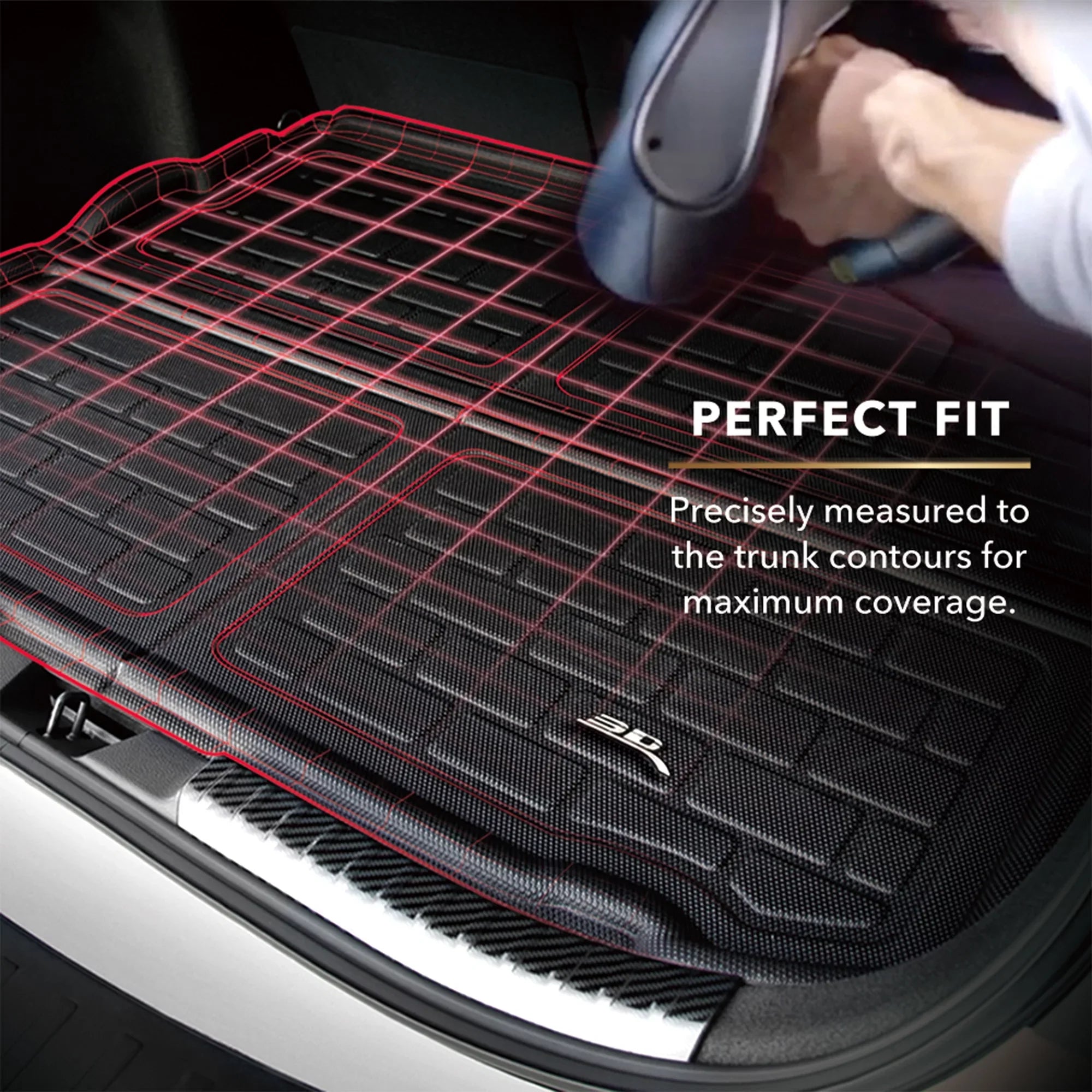 3D MAXpider KAGU Cargo Liner (BLACK) compatible with AUDI Q7 (4M)/SizeQ7 (4M) 2017-2024 - Cargo Liner