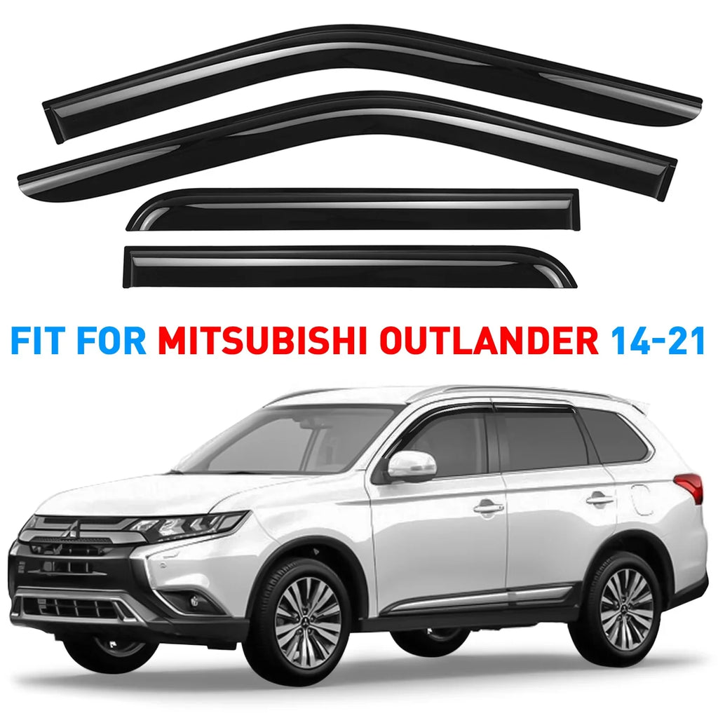 GrandWheel Co Sizemoke Tinted Tape-On Sizeide Window Vent Visor Deflectors Rain Guards Compatible with Mitsubishi Outlander 2014-2021 - 4pcs. GW0389