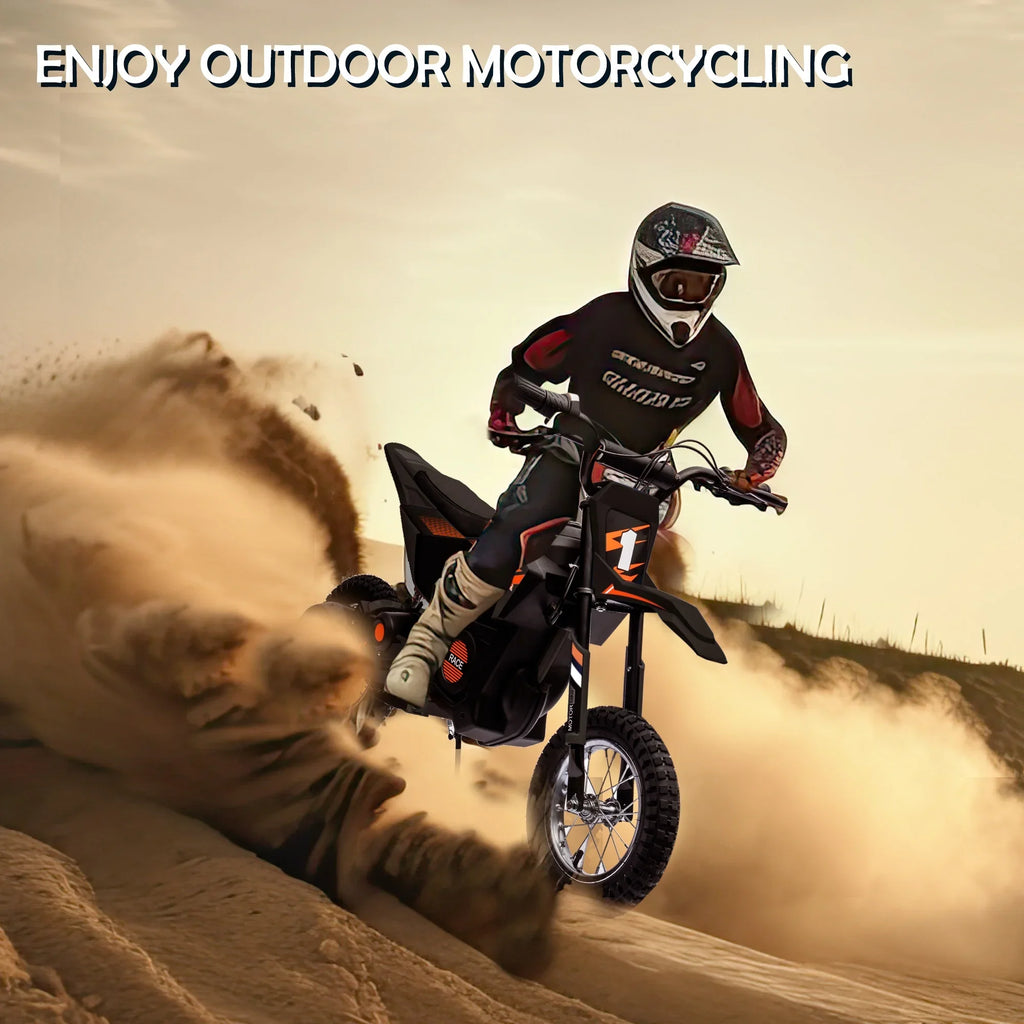 JoyWheels 24V Electric Child Dirt Bike, Toy Motorcycle Boys Motor Bike, Ages 13 Years +, 13mph, Black