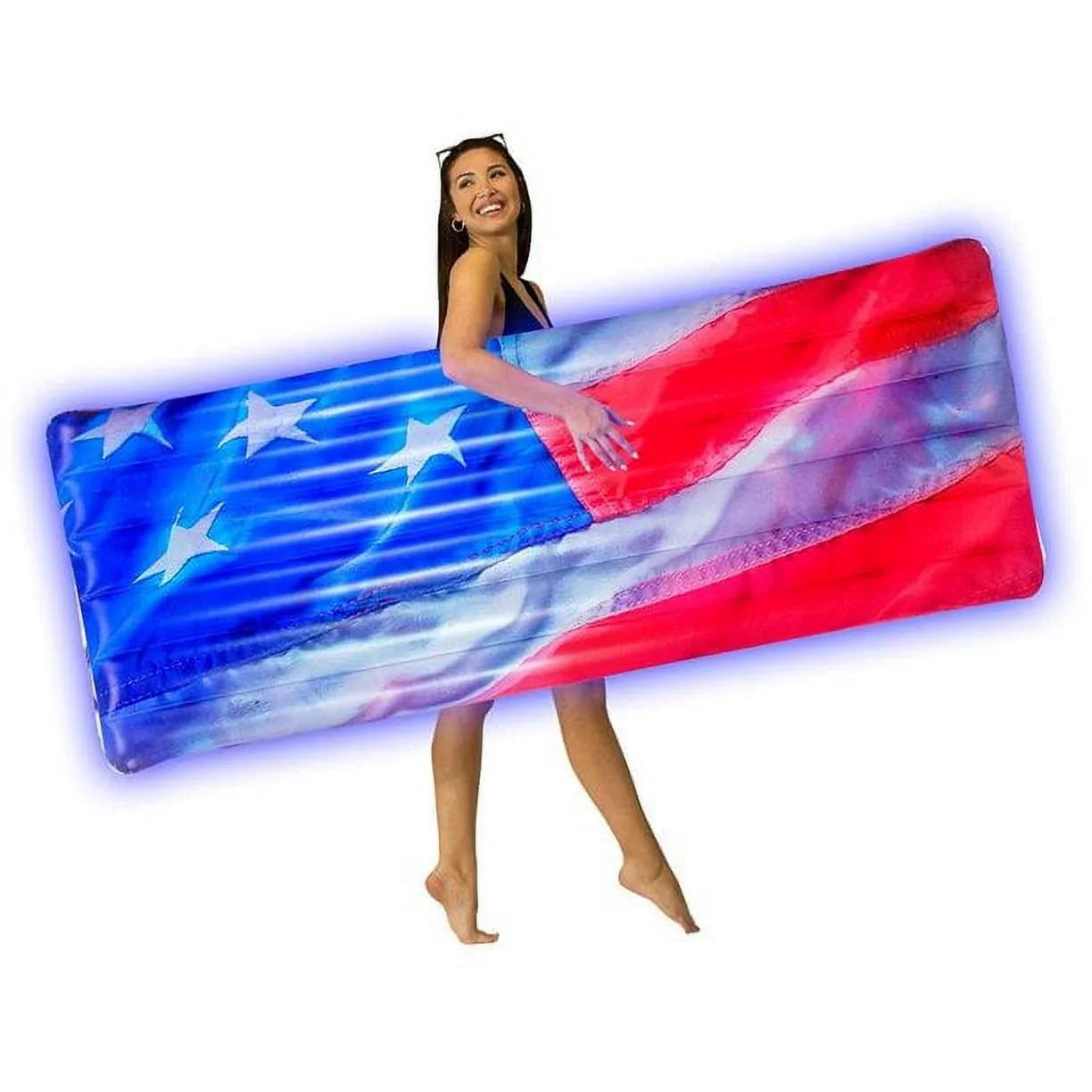 PoolCandy USize4452USizeL Sizetars & Sizetripes LED Light-Up Pool Raft
