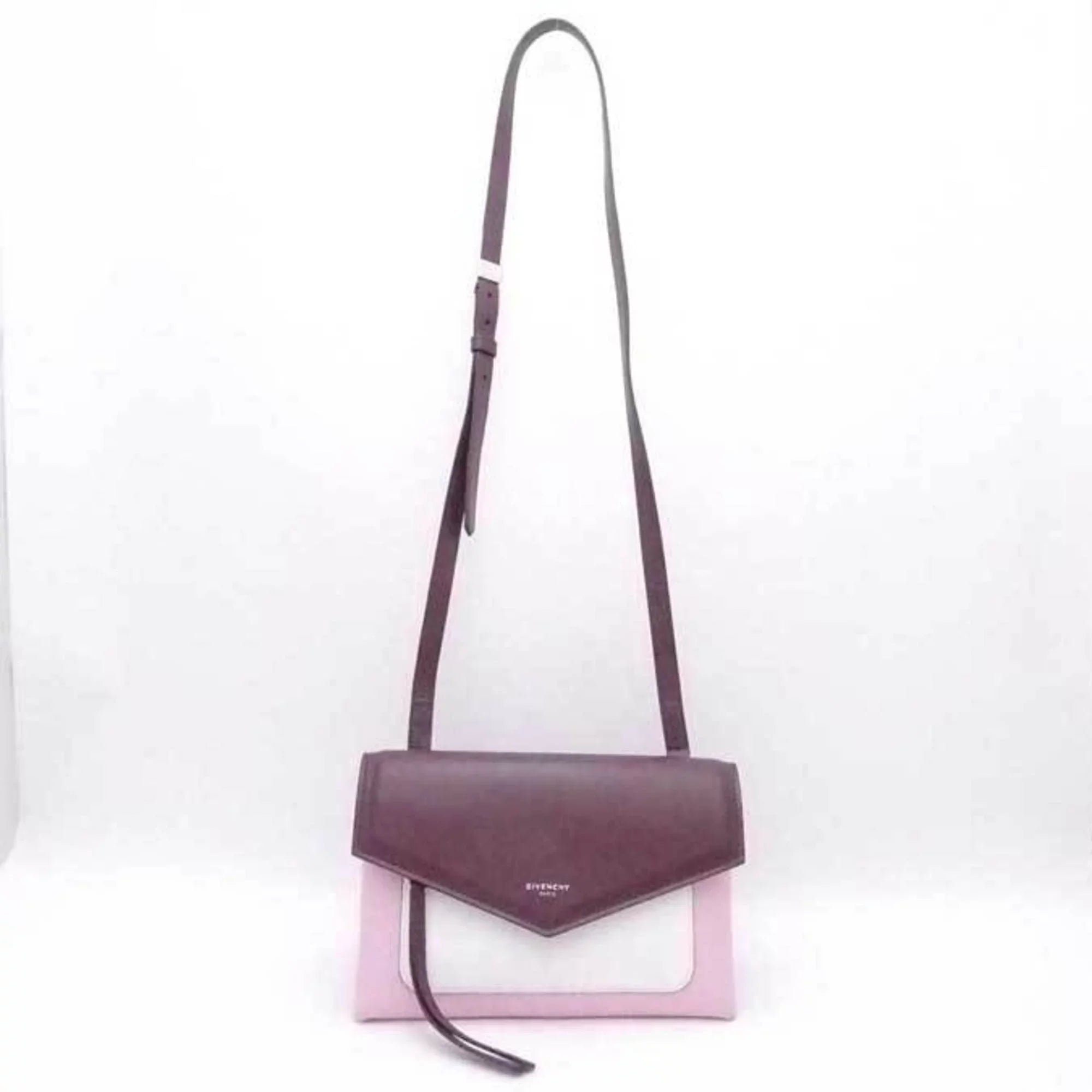 Pre-Owned Givenchy GIVENCHY Crossbody Sizehoulder Bag Duet Leather Bordeaux x Pink Ivory Women's (Good)