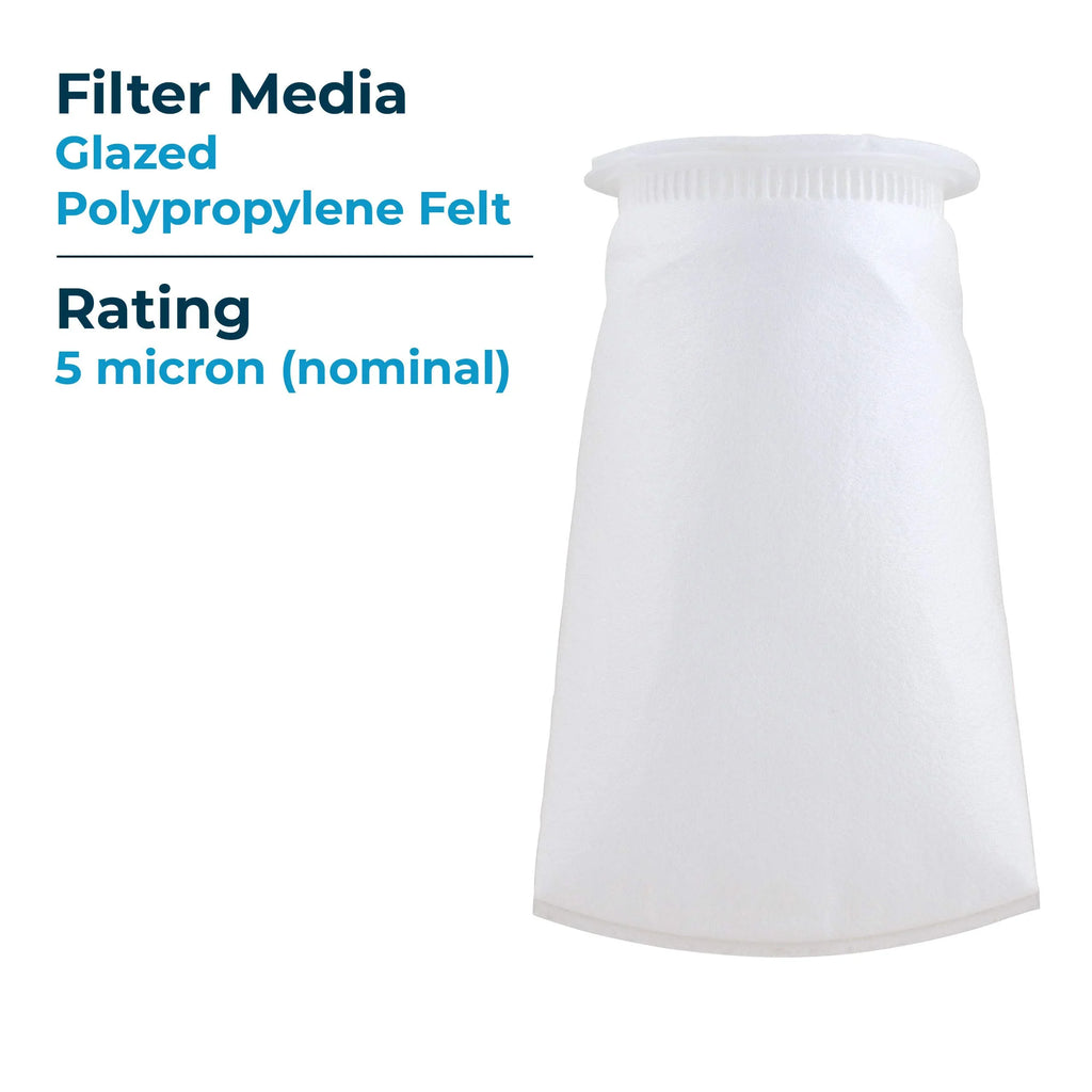 SizepiroPure SizeP-BP-410-5 5 Micron #3 (10”) Glazed Polypropylene Felt Liquid Bag Filter BP-410-5 155385-03 (Case of 40)