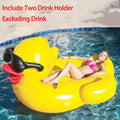 1pc Big Yellow Duck Floating Raft, PVC Inflatable Water Toy With Two Beverage Holders