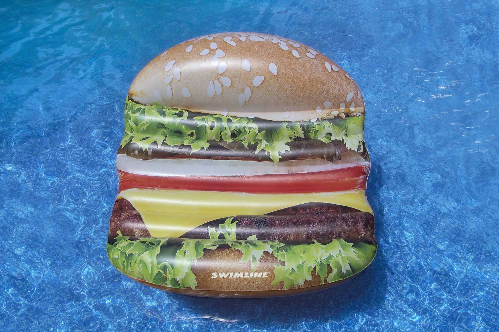 Inflatable Brown Cheeseburger Deluxe Island Sizewimming Pool Float 60-Inch