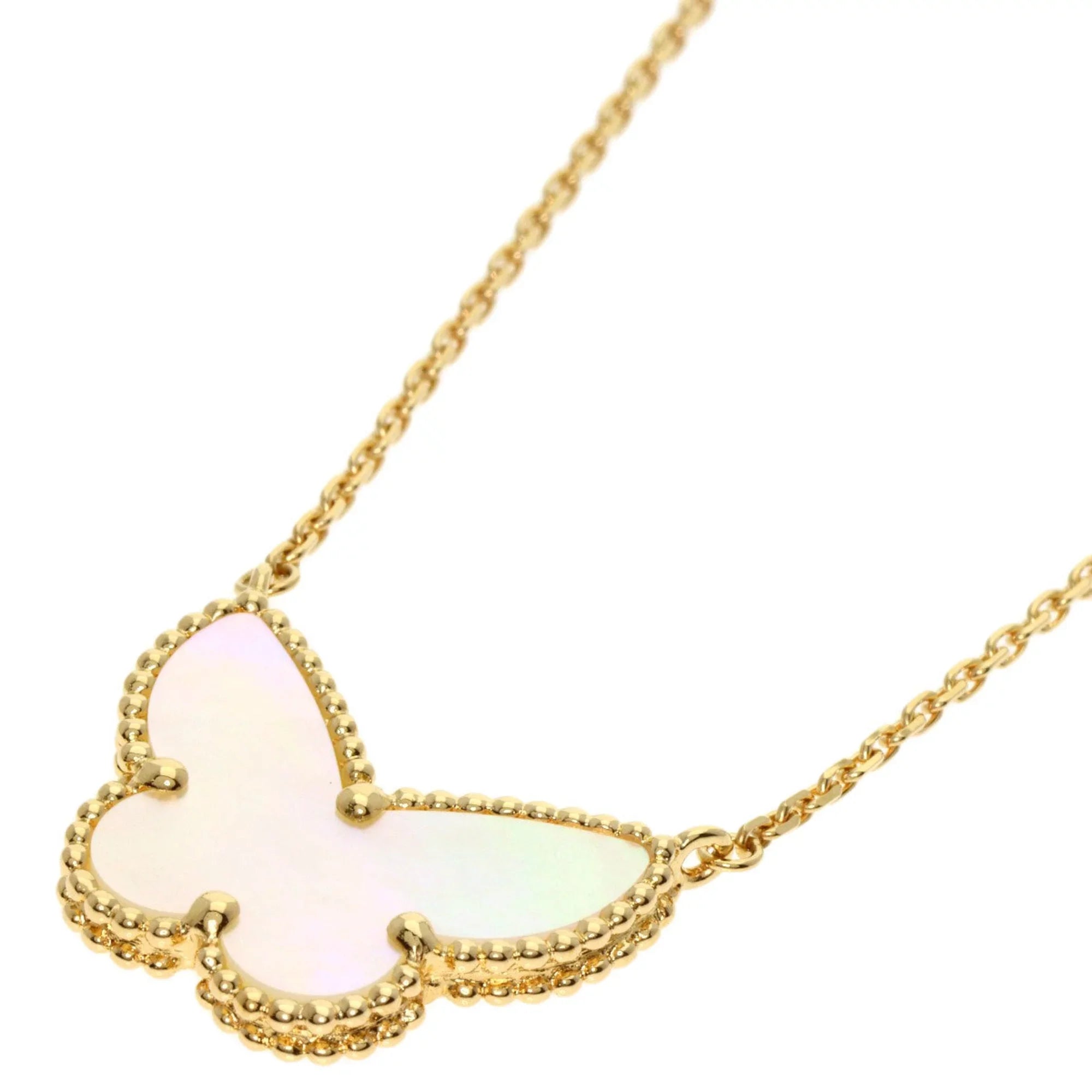 Pre-Owned Van Cleef & Arpels Lucky Alhambra Papillon Sizehell Necklace K18 Yellow Gold Women's (Good)