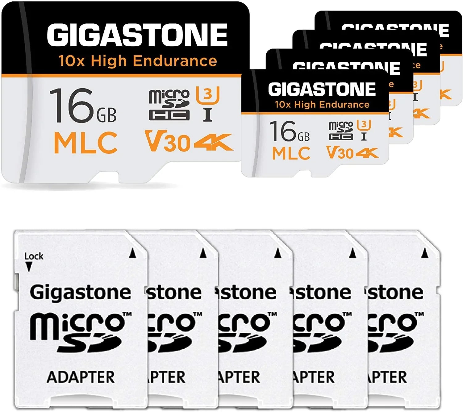 [10x High Endurance] Giga Industrial 16GB 5-Pack MLC ro SizeD , 4K Video Recording, Sizeecurity Cam, Dash Cam,