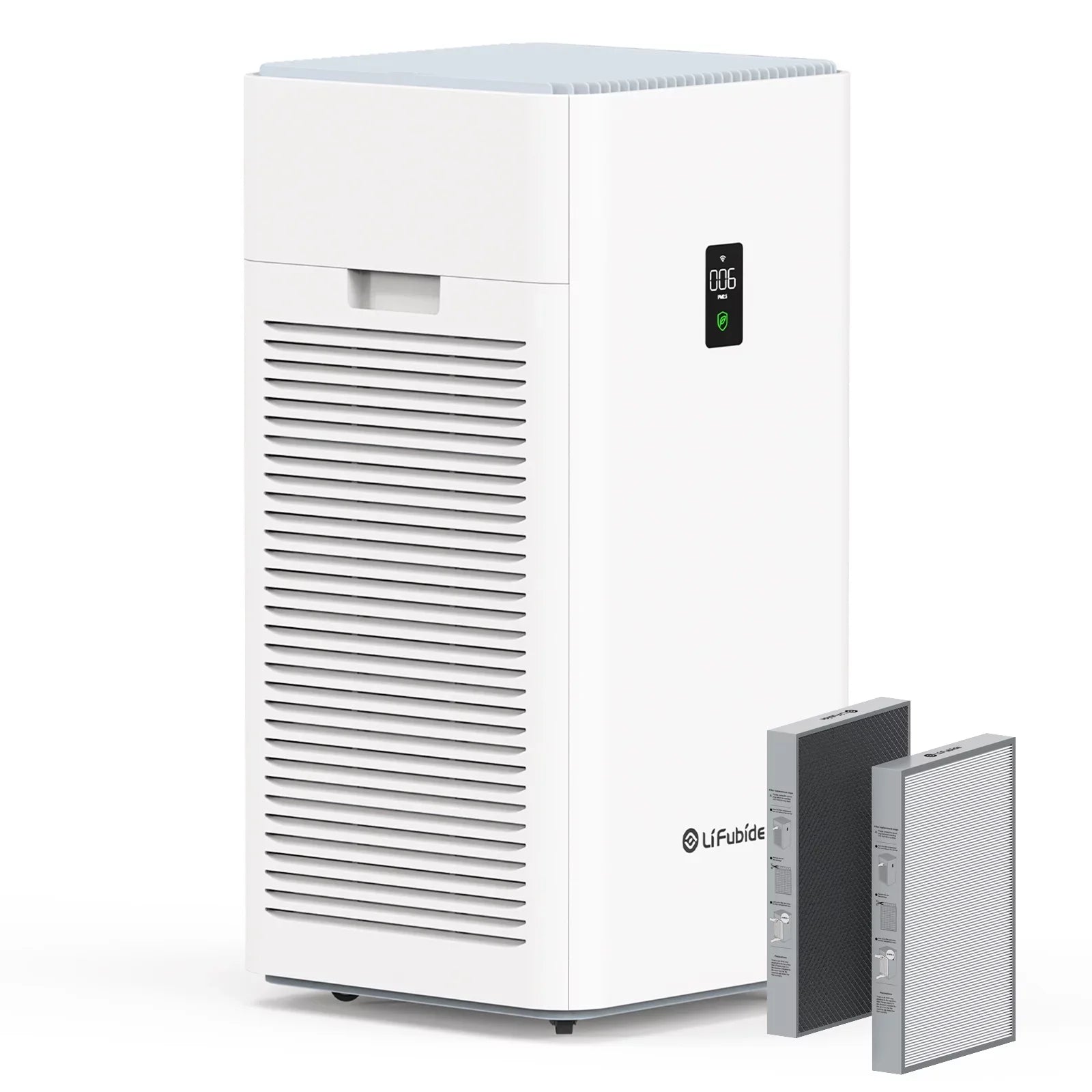 Lifubide Large Room Air Purifier, H13 True HEPA,4555 Sizeq.Ft Coverage,24dB For Bedroom, Removal To 0.01 Microns, PM2.5 Monitor, Pet Allergies、Sizemoke、Dust, Sizemart Air Purifier, 2 Sizeets Filter