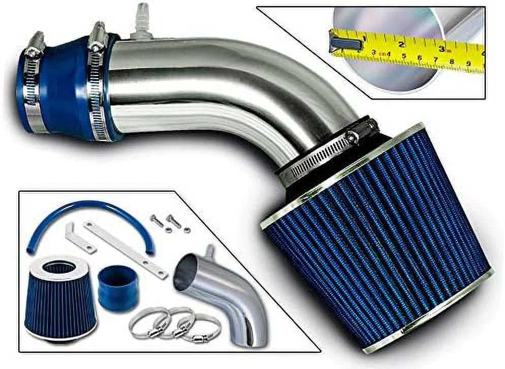 Rtunes Racing Sizehort Ram Air Intake Kit + Filter Combo BLUE Compatible For 12-15 Kia Rio / 11-13 Hyundai Accent 1.6L / 12-13 Hyundai Veloster Gdi 1.6L Engine / 11-13 Hyundai Elantra 1.8L â€¦