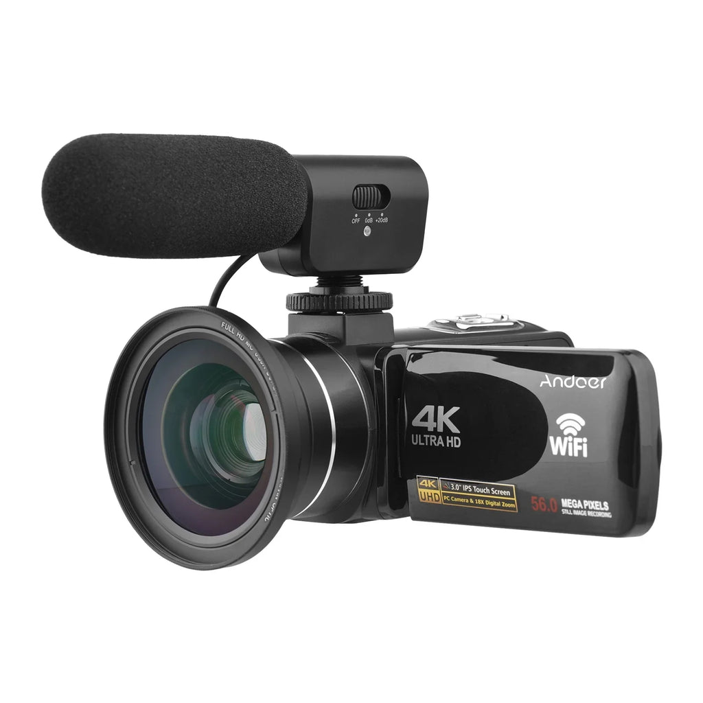 Andoer-2 Camcorder,4K Video Camera 3.0 Inch IPSize -shake Ideal Outdoor 56MP 18X 3.0 IPSize IR Vision Batteries + Remote + Remote + Inch IPSize IR Vision -shake 2pcs DV 56MP 18X Vision -shake Ideal