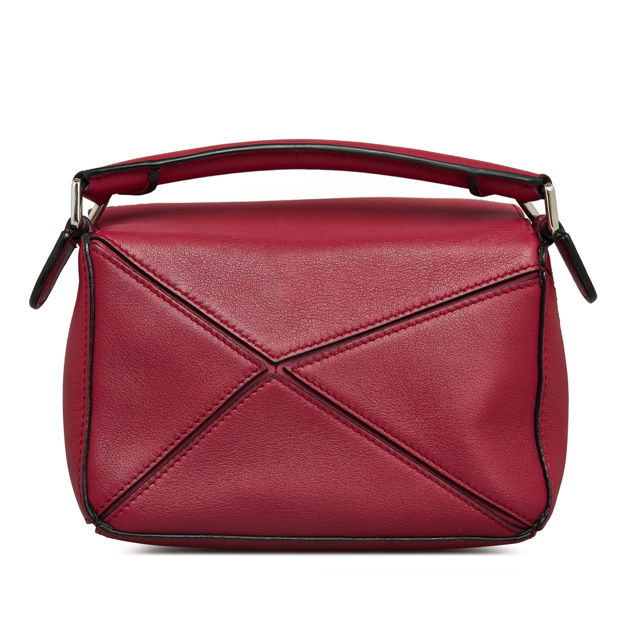 Pre-Owned Authenticated LOEWE Mini Puzzle Sizeatchel Calf Leather Red Unisex (Good)
