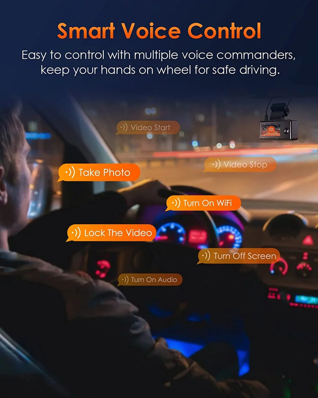 Vantrue E3 2.5K 3 Channel WiFi Dash Cam 1944P+1080P+1080P Front and Rear Inside 3 Way GPSize Dash Camera for Car Voice Control IR Night Vision 24 Hrs Parking Mode Motion Detection