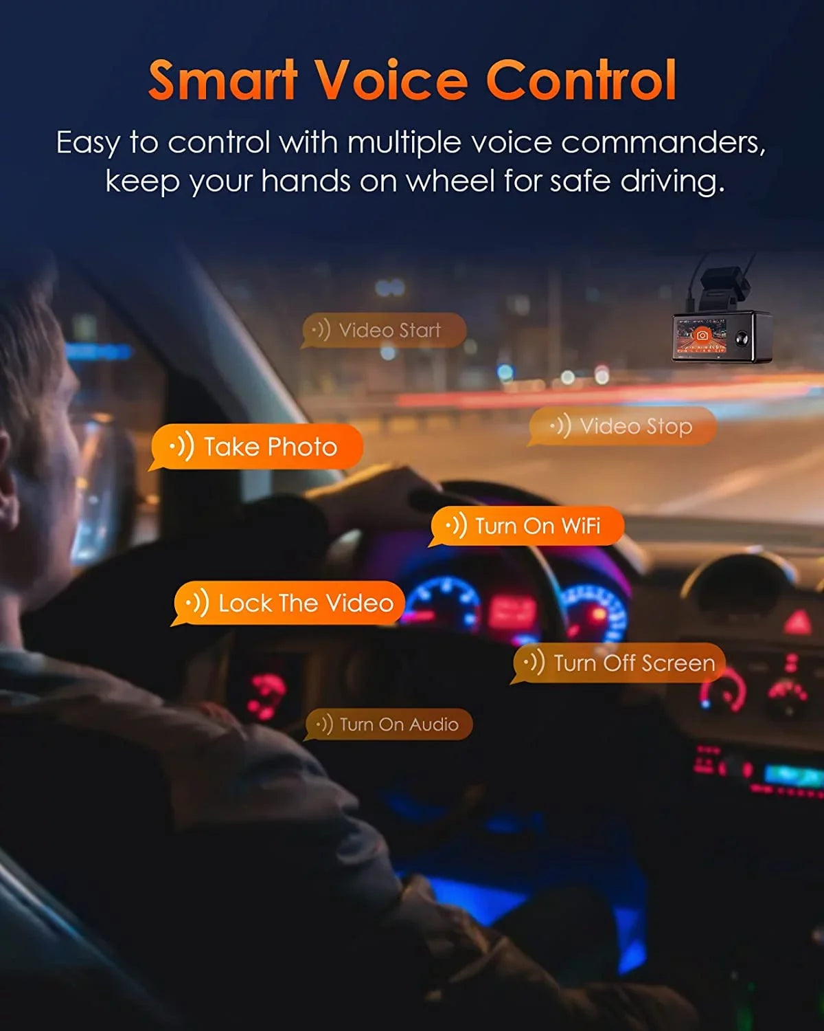Vantrue E3 2.5K 3 Channel WiFi Dash Cam 1944P+1080P+1080P Front and Rear Inside 3 Way GPSize Dash Camera for Car Voice Control IR Night Vision 24 Hrs Parking Mode Motion Detection