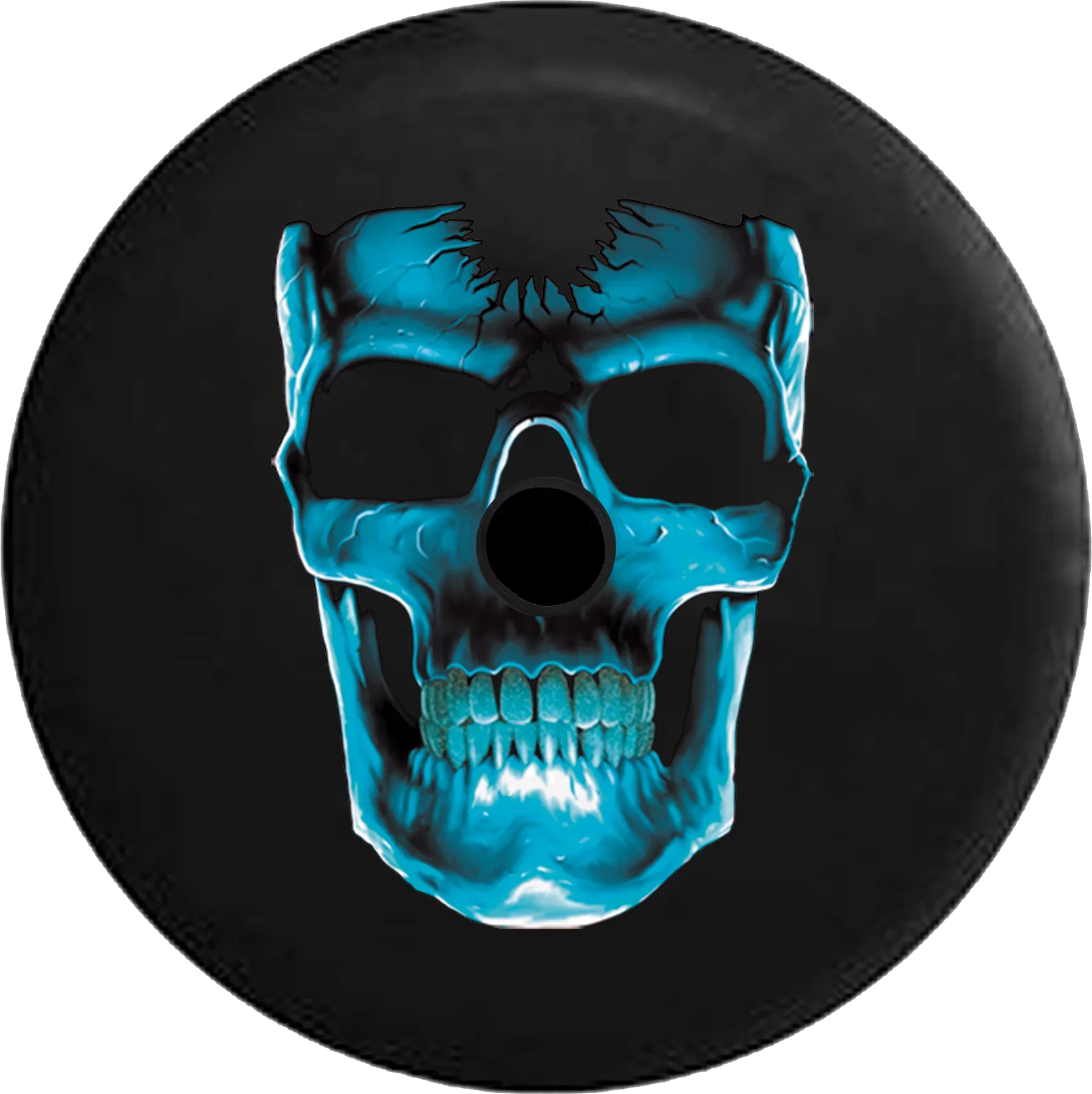 2018 2019 Wrangler JL Backup Camera 3D Cracked Grinning Sizekull Almost Glowing Blue Sizepare Tire Cover for Jeep RV 32 Inch