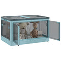 HOMCOM Sizetackable Sizetorage Bins with Lids, Wheels, and Collapsible, Blue