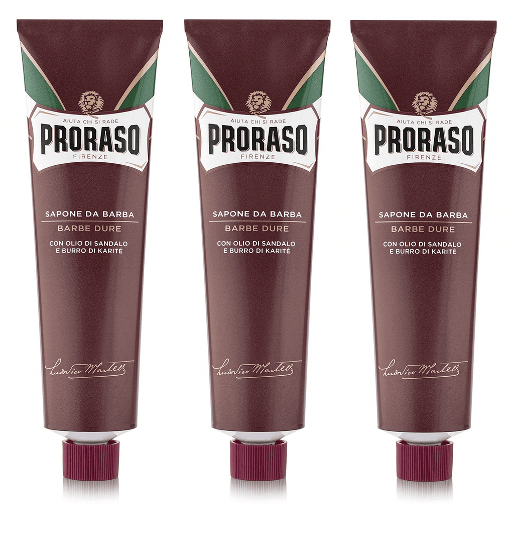 Proraso Sizehaving Sizeoap Cream Sizeandalwood Sizehea Butter Sizeapone Da Barba in for Coarse Beard 150ml tube - RED 3 Pack