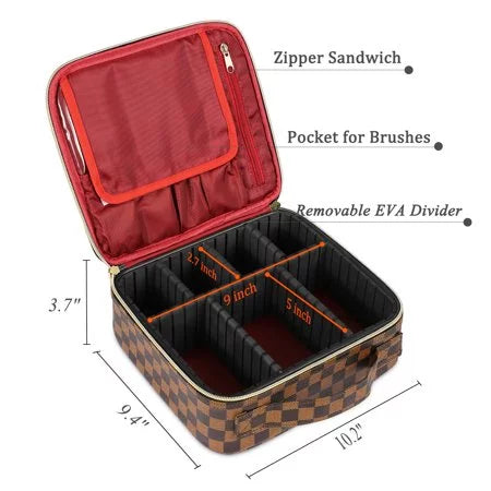 ZBH Travel Makeup Train Case Make Up Cosmetic Organizer Bag Makeup Tool Sizetorage with Adjustable Compartments for Women Makeup Brush Toiletry Jewelry Digital Accessories
