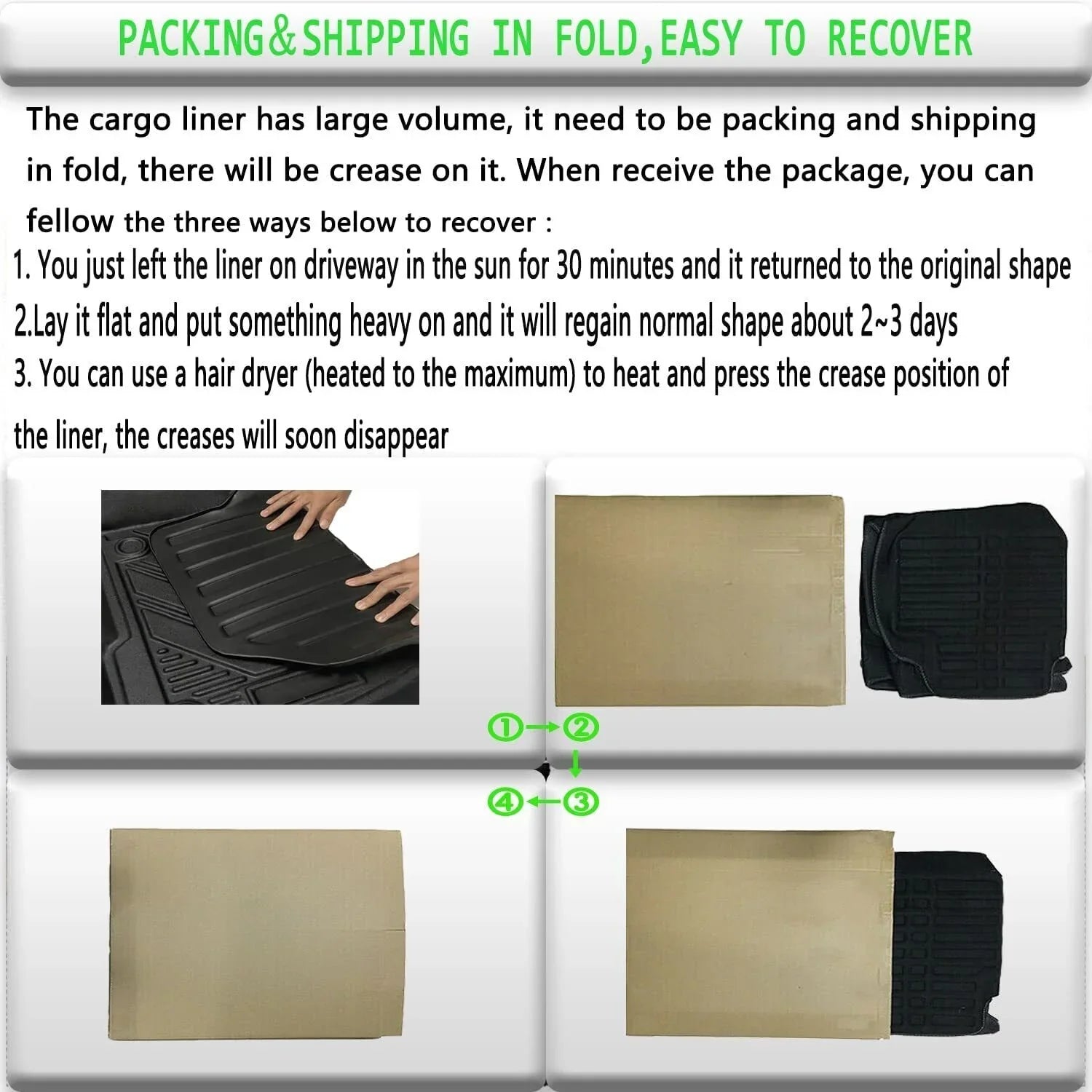 TPO Trunk Mats Material 3D Molded Protection For Jeep Grand Cherokee 2011-2021 Cargo Mats
