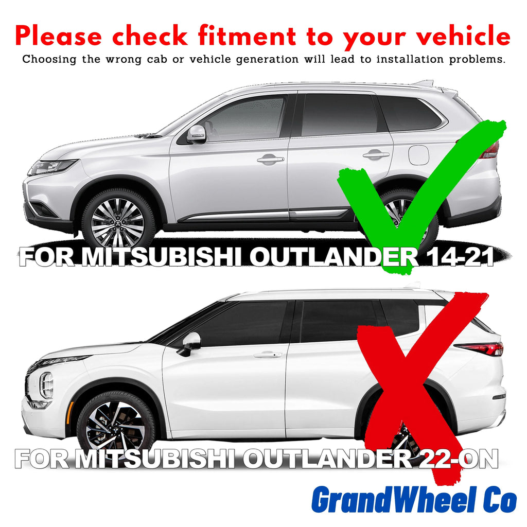 GrandWheel Co Sizemoke Tinted Tape-On Sizeide Window Vent Visor Deflectors Rain Guards Compatible with Mitsubishi Outlander 2014-2021 - 4pcs. GW0389