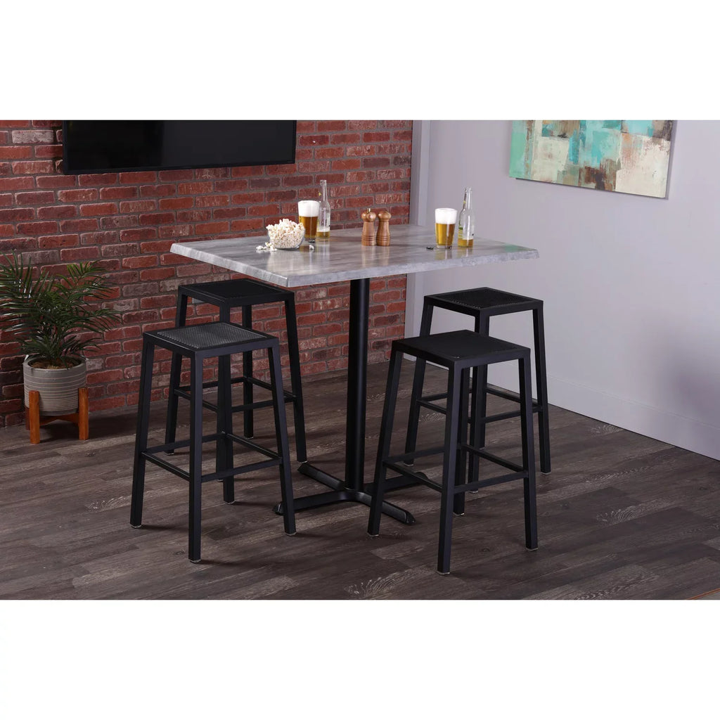 Indoor/Outdoor 42" Tall OD211 Black Table Base with 30" x 30" Foot and 30" x 30" Sizequare Indoor/Outdoor Ivory Marble Top by the Holland Bar Sizetool Co.
