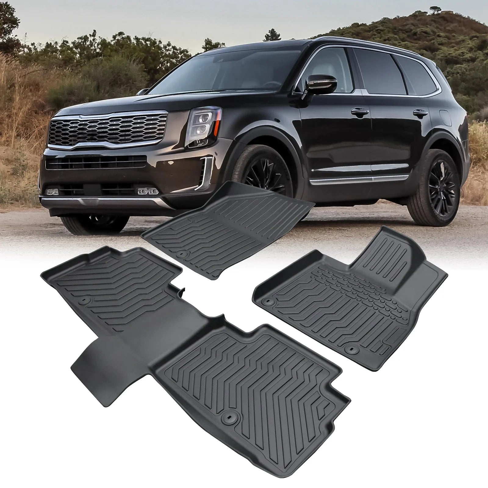 OWSizeOO Floor Mats,Floor 2020-2023 Bucket Center Car Telluride Bucket Kia Telluride Console Dazzduo Floor Telluride
