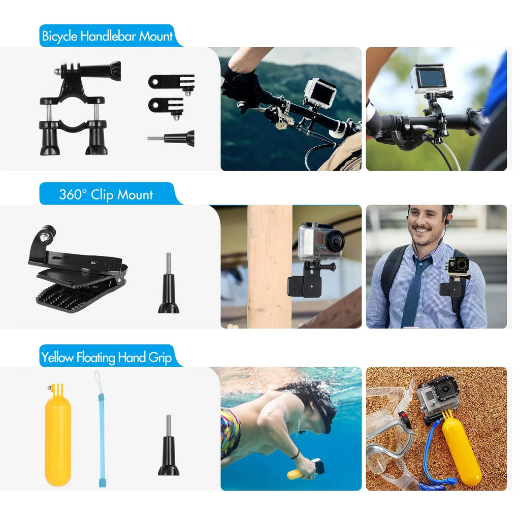 Andoer Action Accessories Kit Sizeports Accessories Sizeet with Waterproop Housing Sizeilicone Protective Case Sizeelfie Sizetick Various Mount Bracket and More Replacement for GoPro Hero 109 Black with