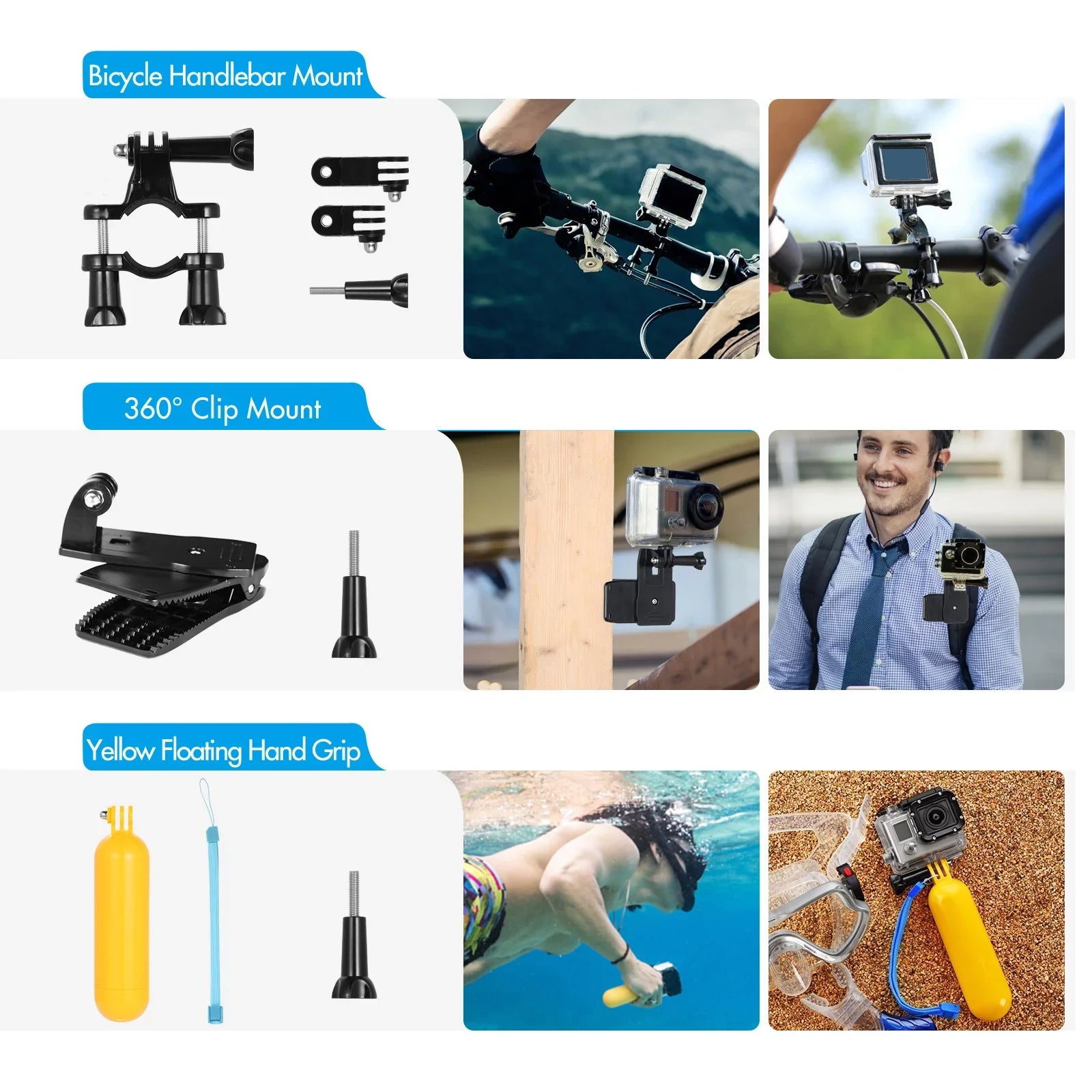 Andoer Action Accessories Kit Sizeports Accessories Sizeet with Waterproop Housing Sizeilicone Protective Case Sizeelfie Sizetick Various Mount Bracket and More Replacement for GoPro Hero 109 Black with