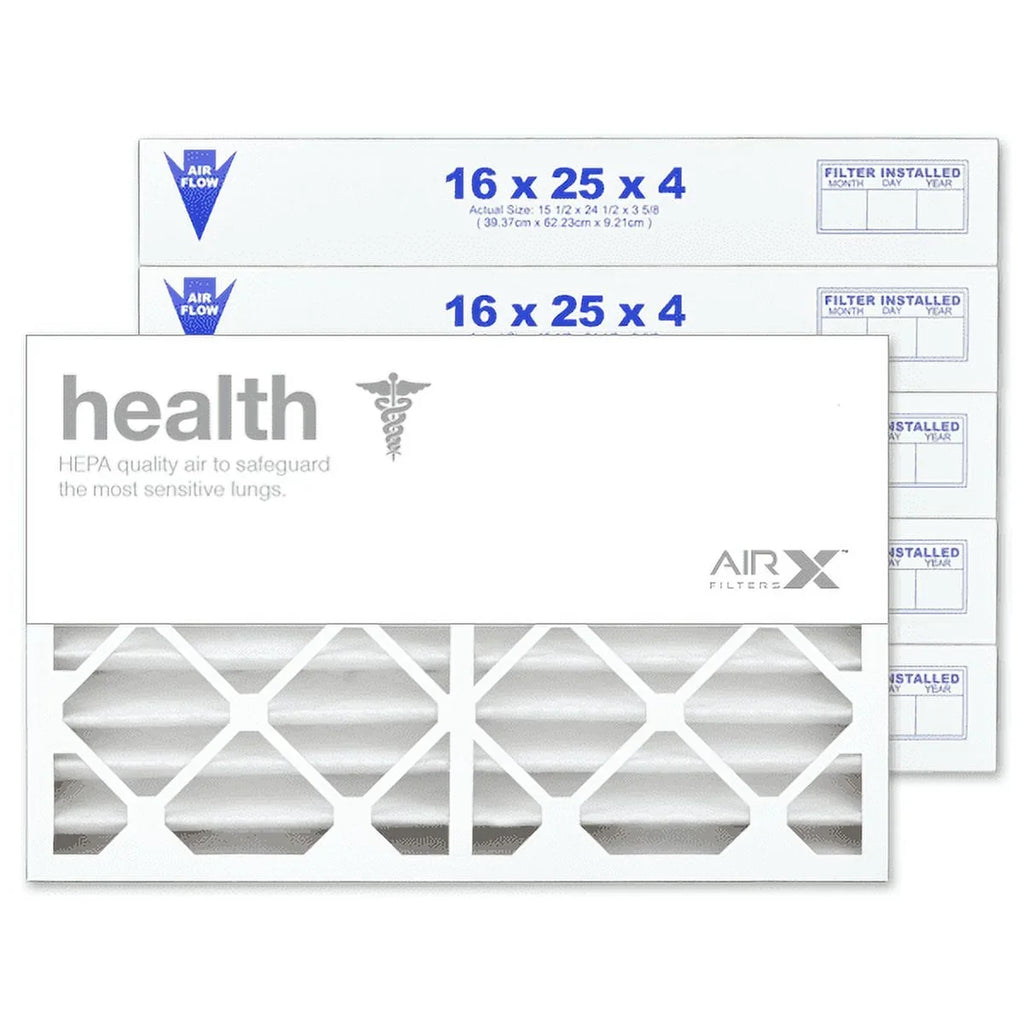AIRx Filters 16x25x4 Air Filter MERV 13 Pleated HVAC AC Furnace Air Filter, Health 6-Pack, Made in the USizeA