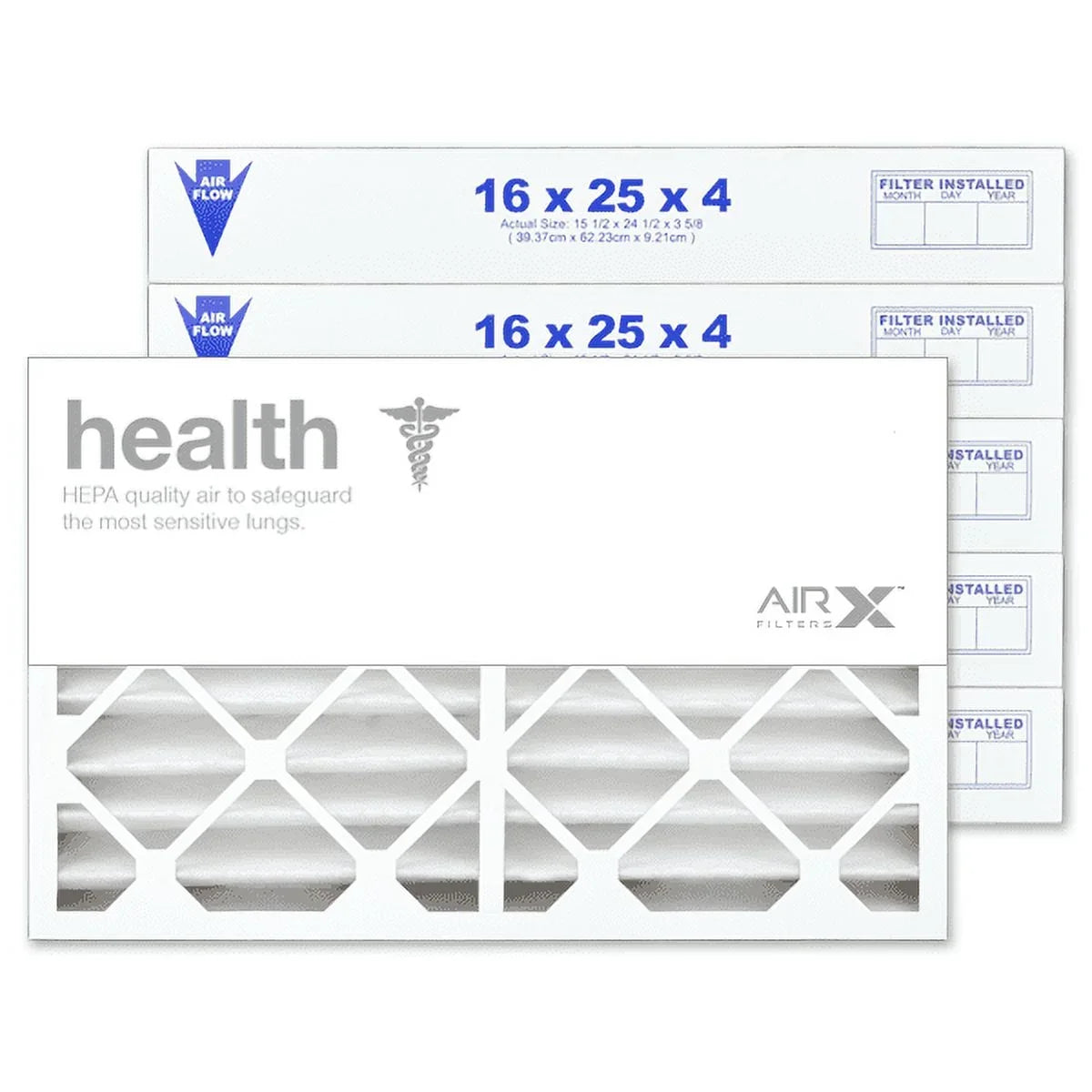 AIRx Filters 16x25x4 Air Filter MERV 13 Pleated HVAC AC Furnace Air Filter, Health 6-Pack, Made in the USizeA