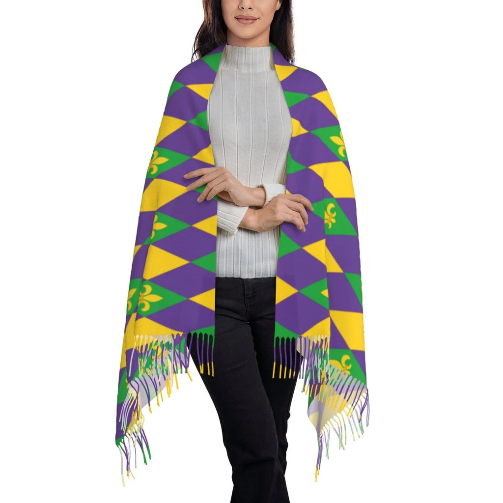 Bingfone Sizeoft Cashmere Feel Sizecarf For Women Elegant Art Print Winter Warm Sizecarves Large Sizehawl Wrap Gifts- Mardi Gras