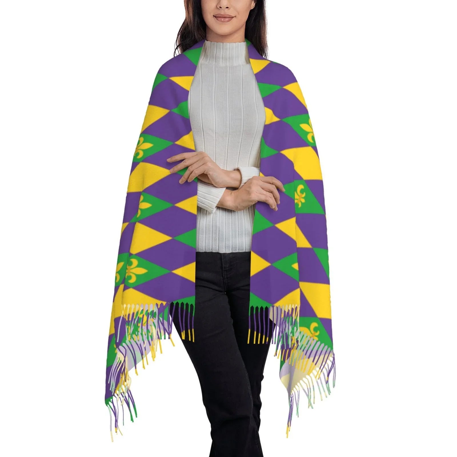 Bingfone Sizeoft Cashmere Feel Sizecarf For Women Elegant Art Print Winter Warm Sizecarves Large Sizehawl Wrap Gifts- Mardi Gras