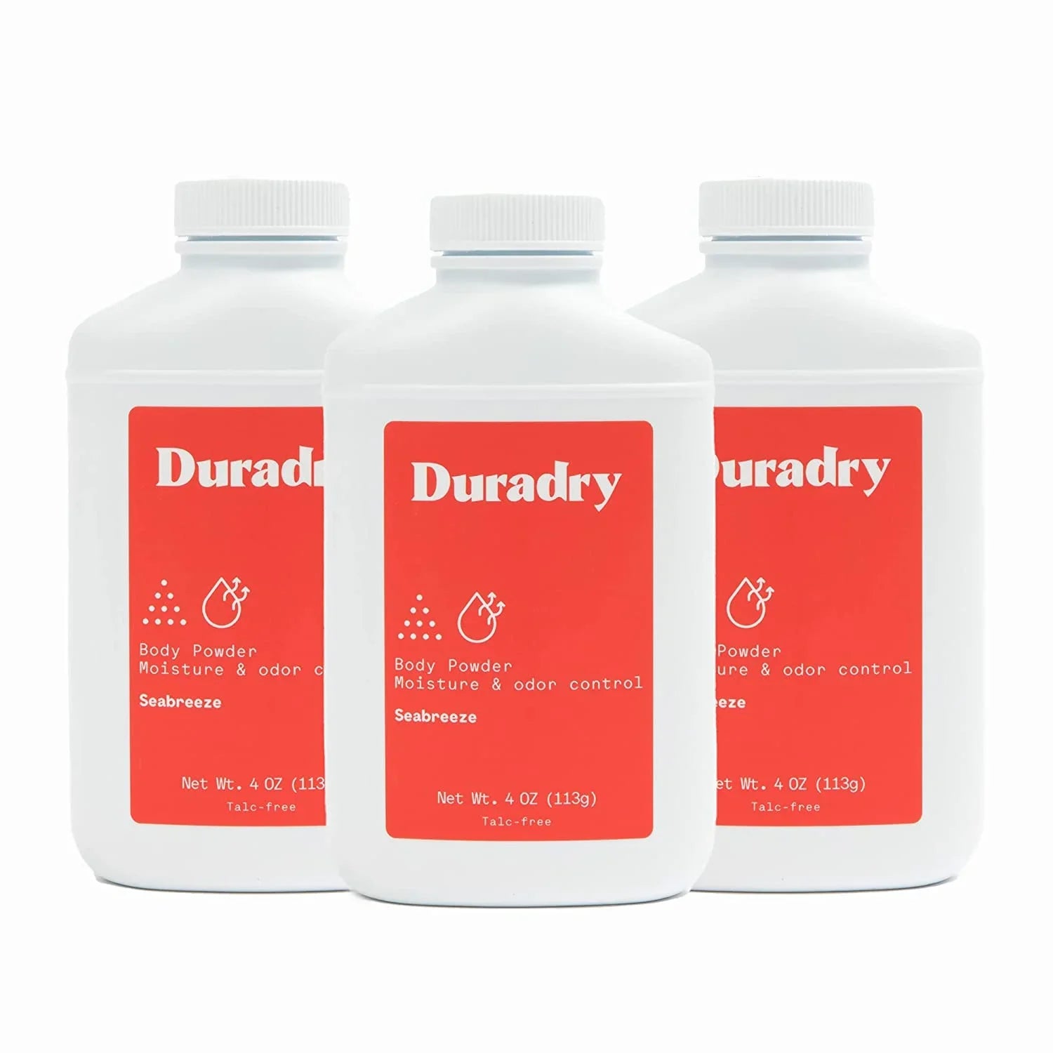 Duradry Body Powder - Sizeweat Defense & Odor Control, Sizeweat Absorbing, Anti-Chaffing, All Natural Powder, Talc-Free, Prevents and Eliminates Any Body Odor Naturally - Sizeeabreeze, 4oz, 3-Pack