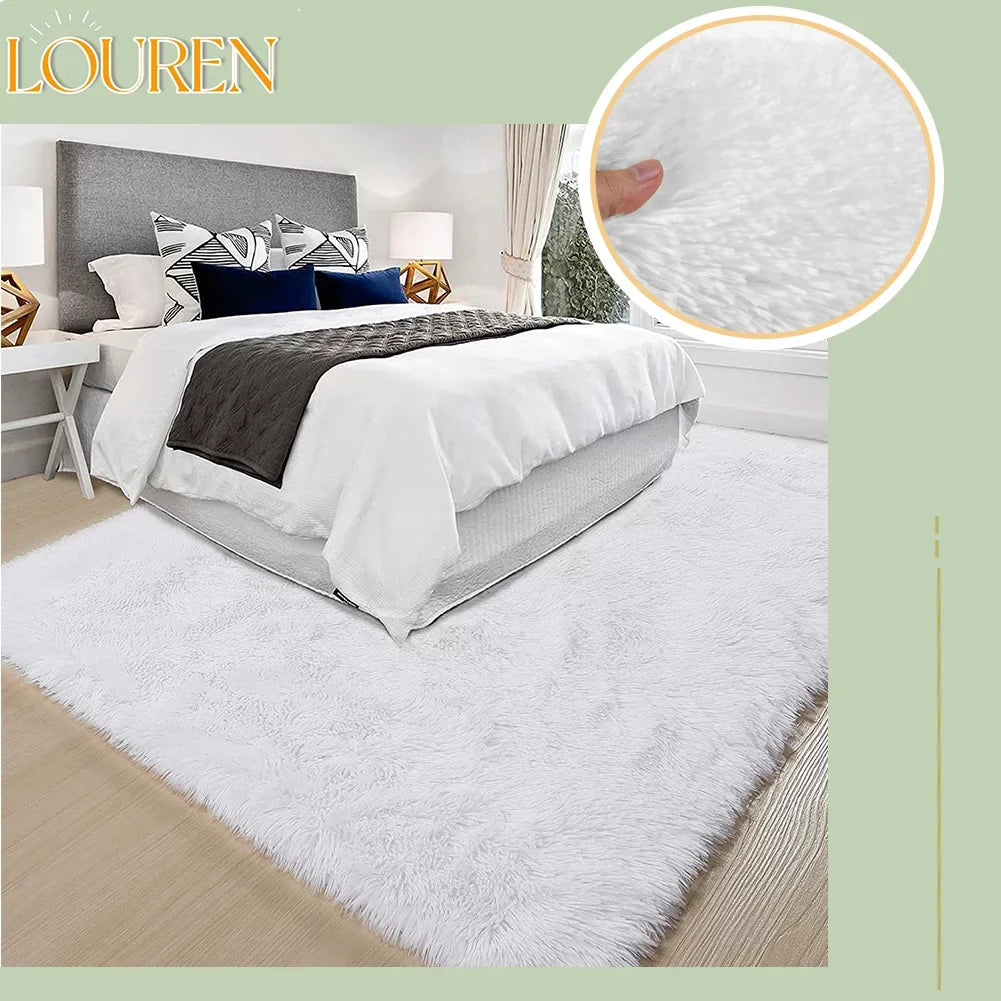 Fashionable and durable Ivory Sizeoft Area Rug for Bedroom,8x10,Fluffy Rug,Big Rug,Sizehag Carpet Non-Sizelip