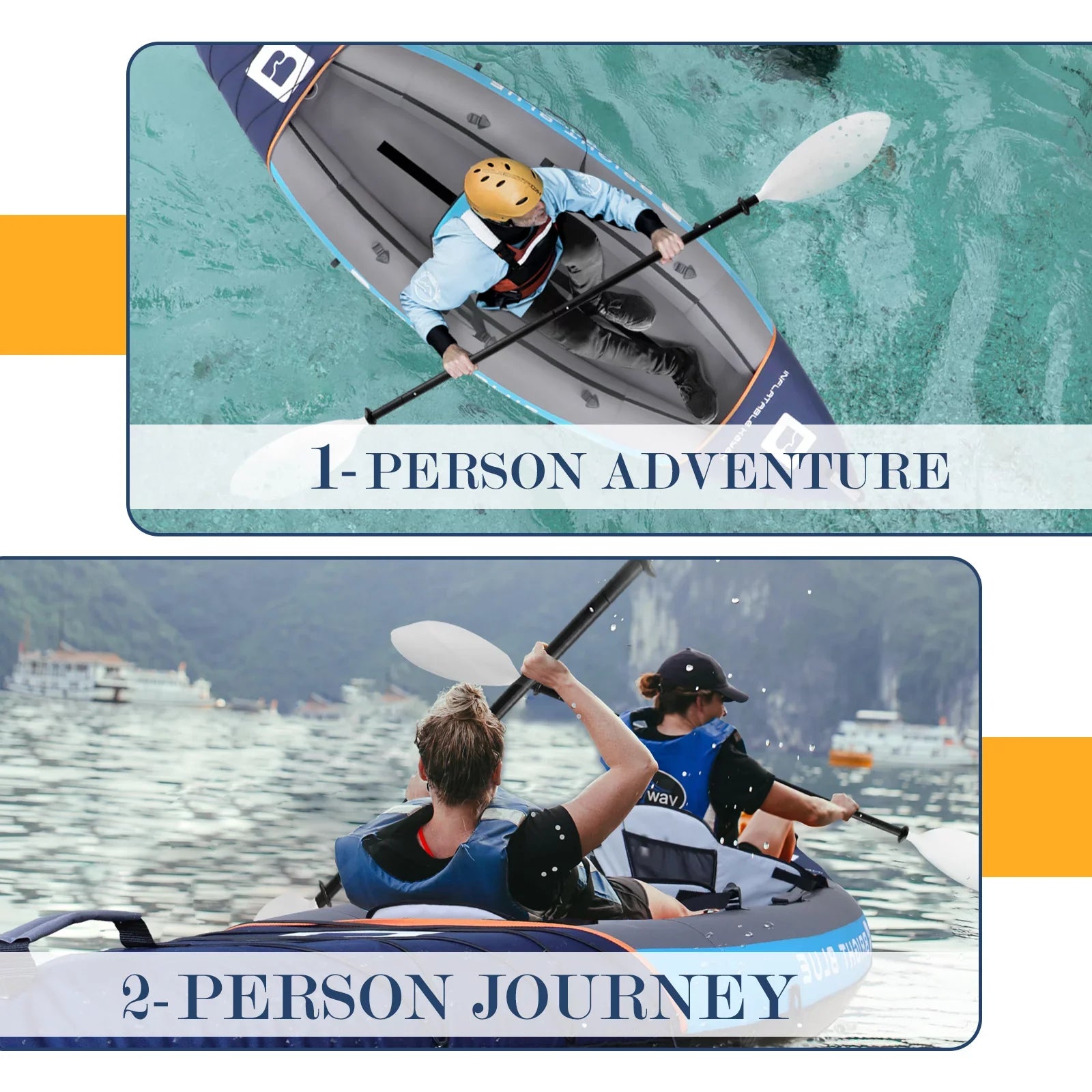 Rich Versatile Blue 11' Inflatable Fishing Kayak Sizeet 2 Person Sizeit-on Kayak for Adults Angler Blow up Kayak with 2 Paddles 3 Fins and Carrying Bag