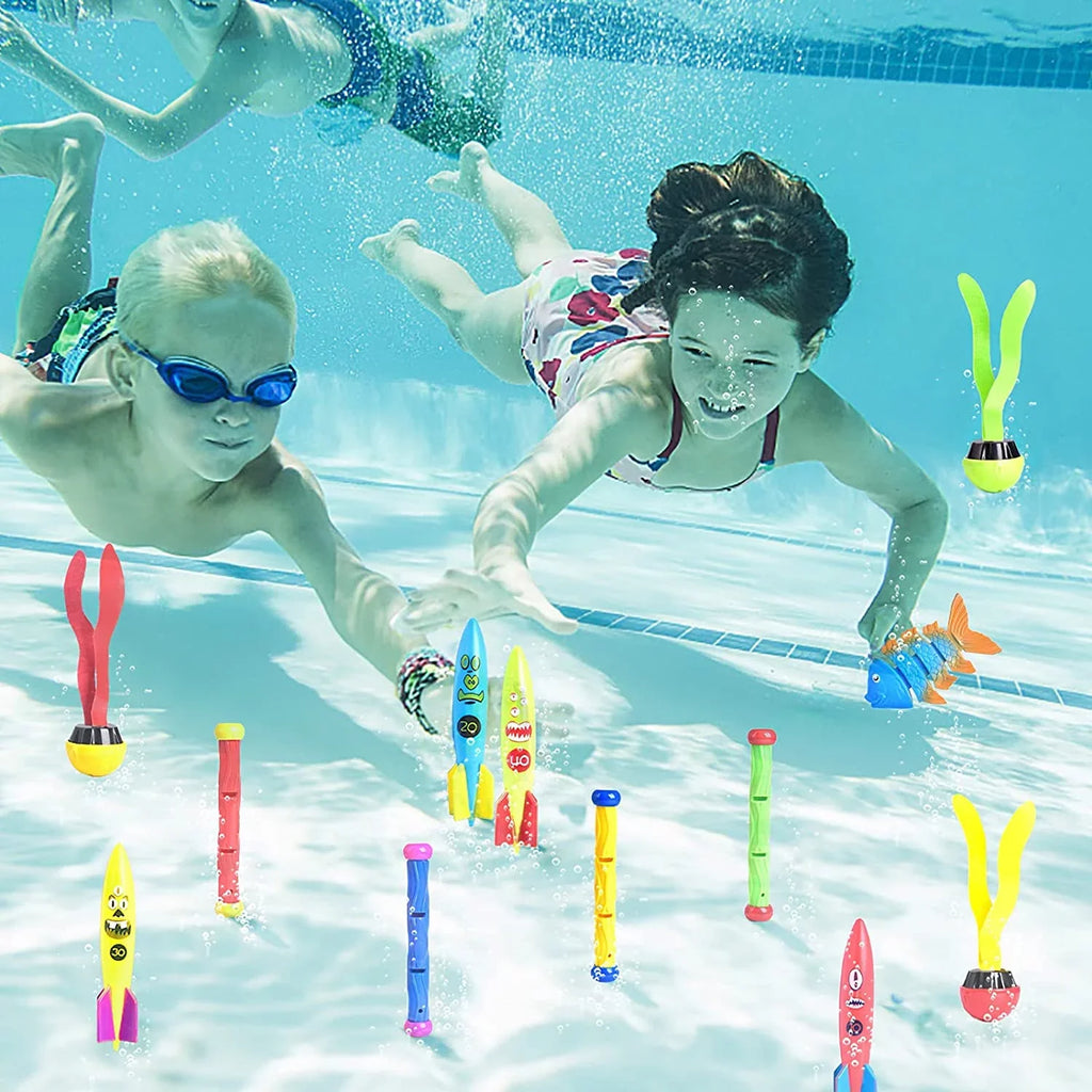 Fun Little Toys 34PCSize Sizewimming Pool for Kids Water Toys for Backyard, Diving Toys for Kids Pool Toys