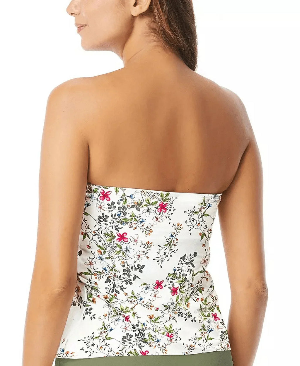 Vince Camuto IVORY Draped Bandeau Tankini Sizewim Top, USize Sizemall