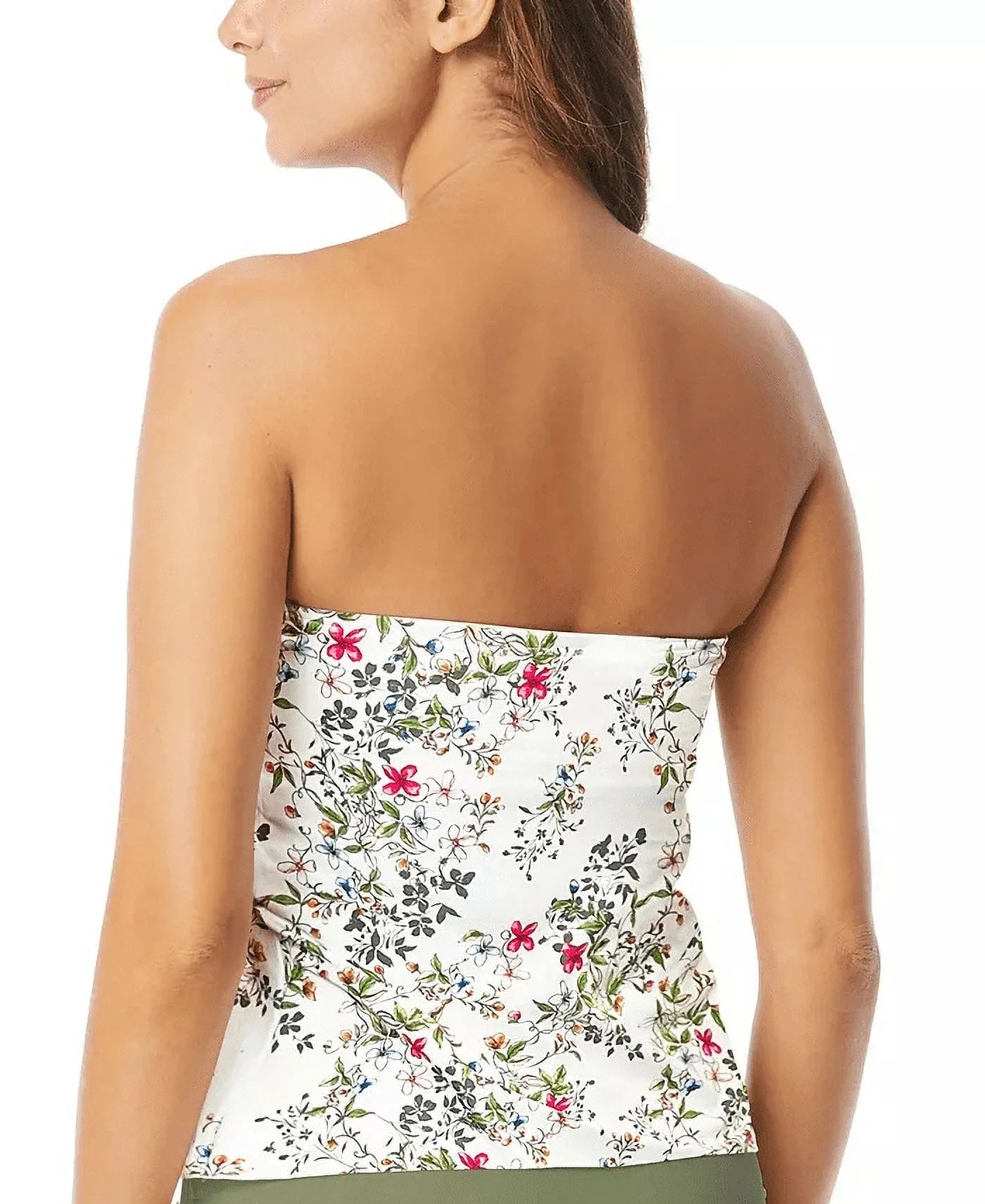 Vince Camuto IVORY Draped Bandeau Tankini Sizewim Top, USize Sizemall
