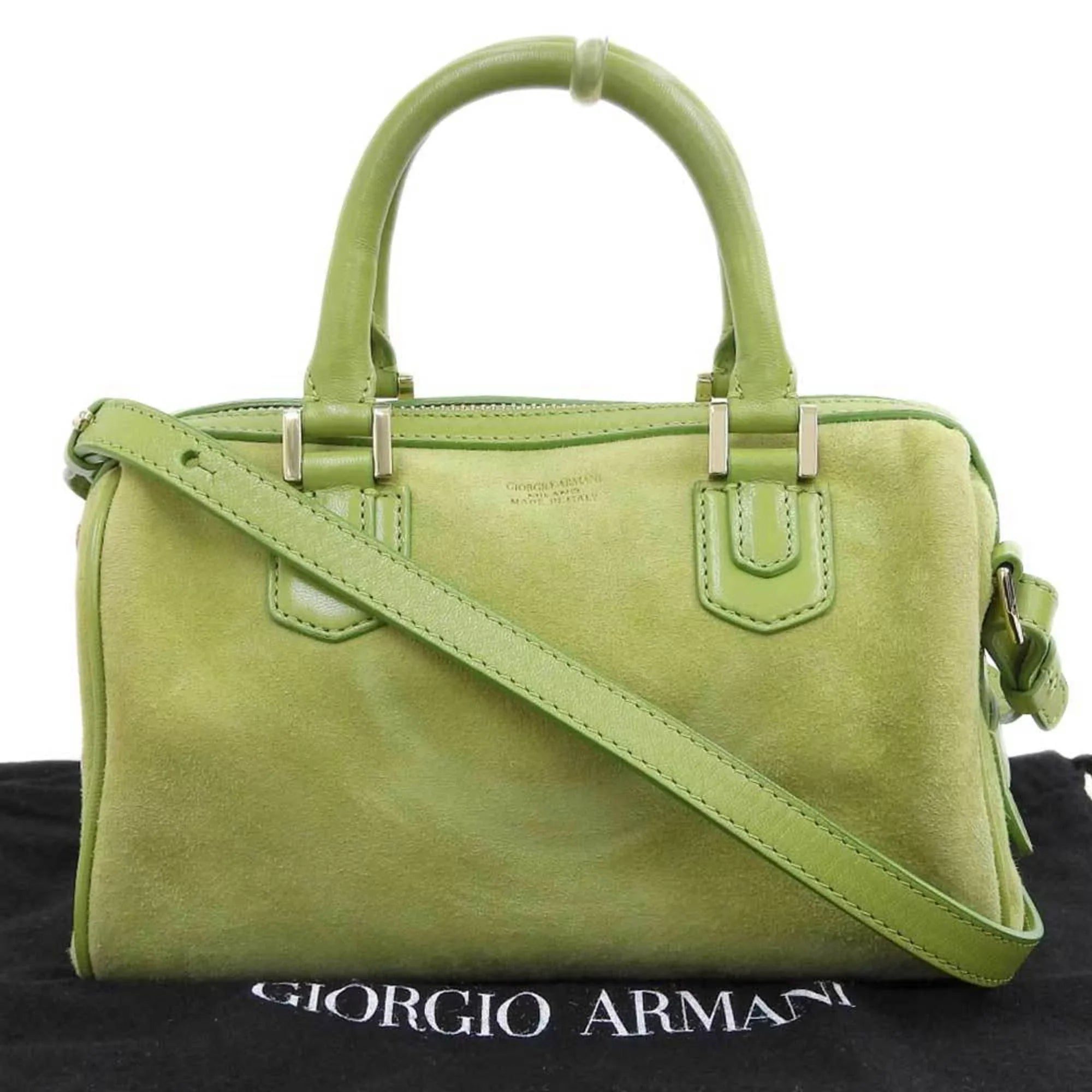 Pre-Owned Giorgio Armani GIORGIO ARMANI 2WAY bag suede green (Good)