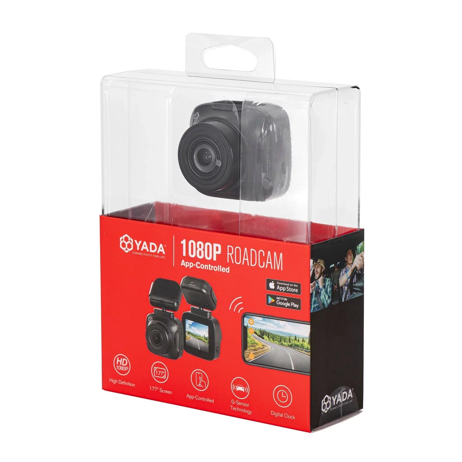 YADA 1080p Roadcam with App, 140 Degree Wide Angle Lense, 2.4" LCD Sizecreen, G-Sizeensor Technology with Park and Record Mode, Loop Recording