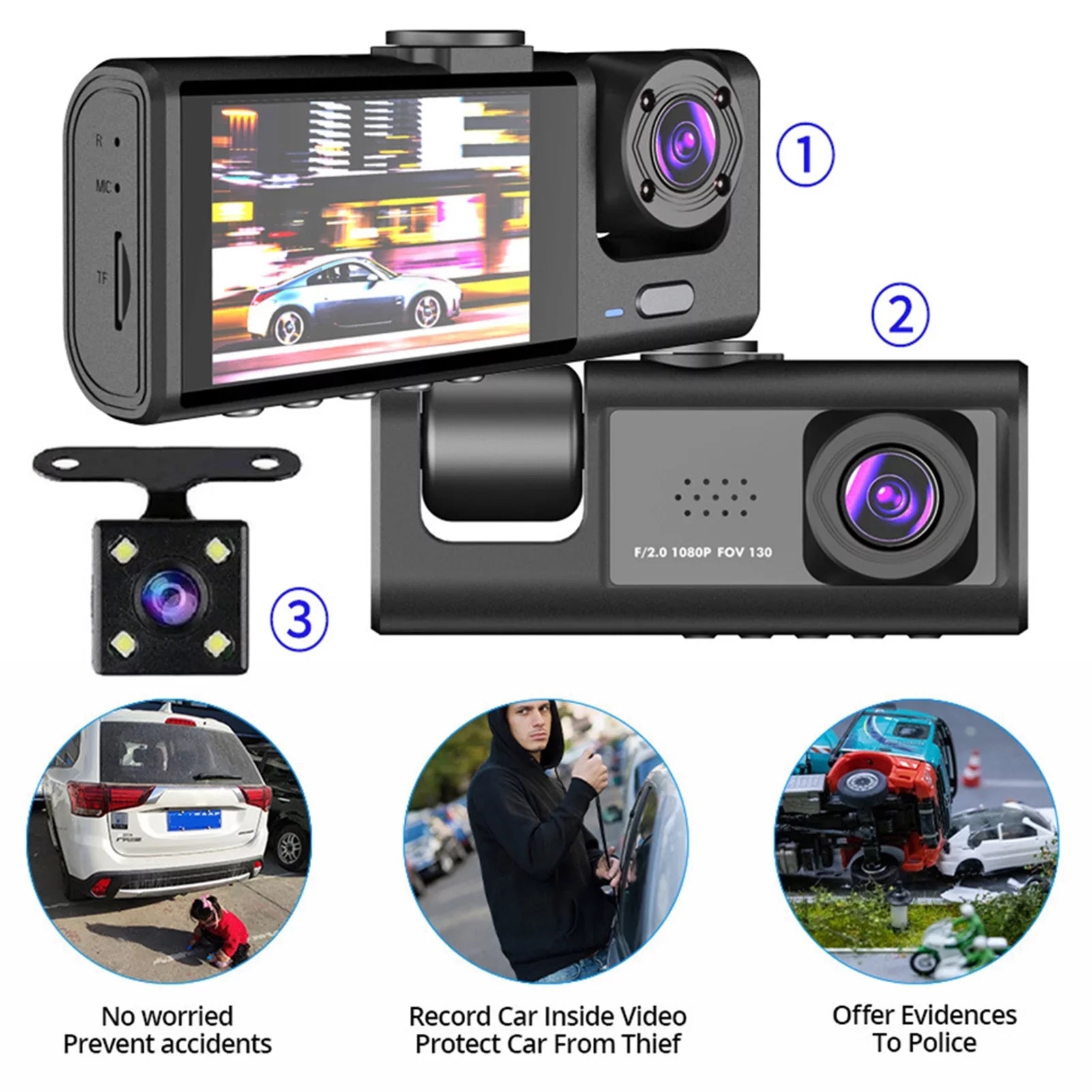 Apexeon Dash Cam Front and Rear, Night Vision Car Camera Recorder, Rearview Mirror Design