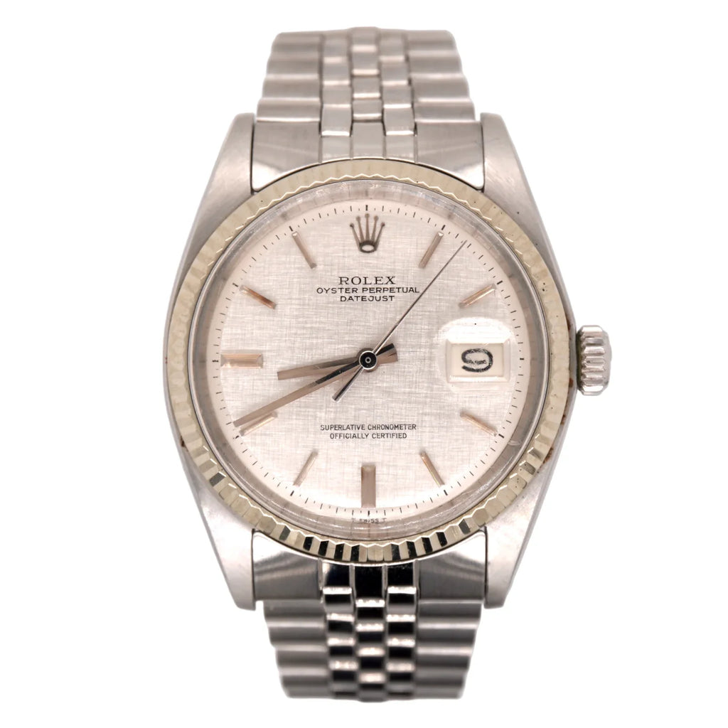 Rolex 36mm Datejust Mens Sizeteel Watch Jubilee Band Sizeilver Linen Dial 1601