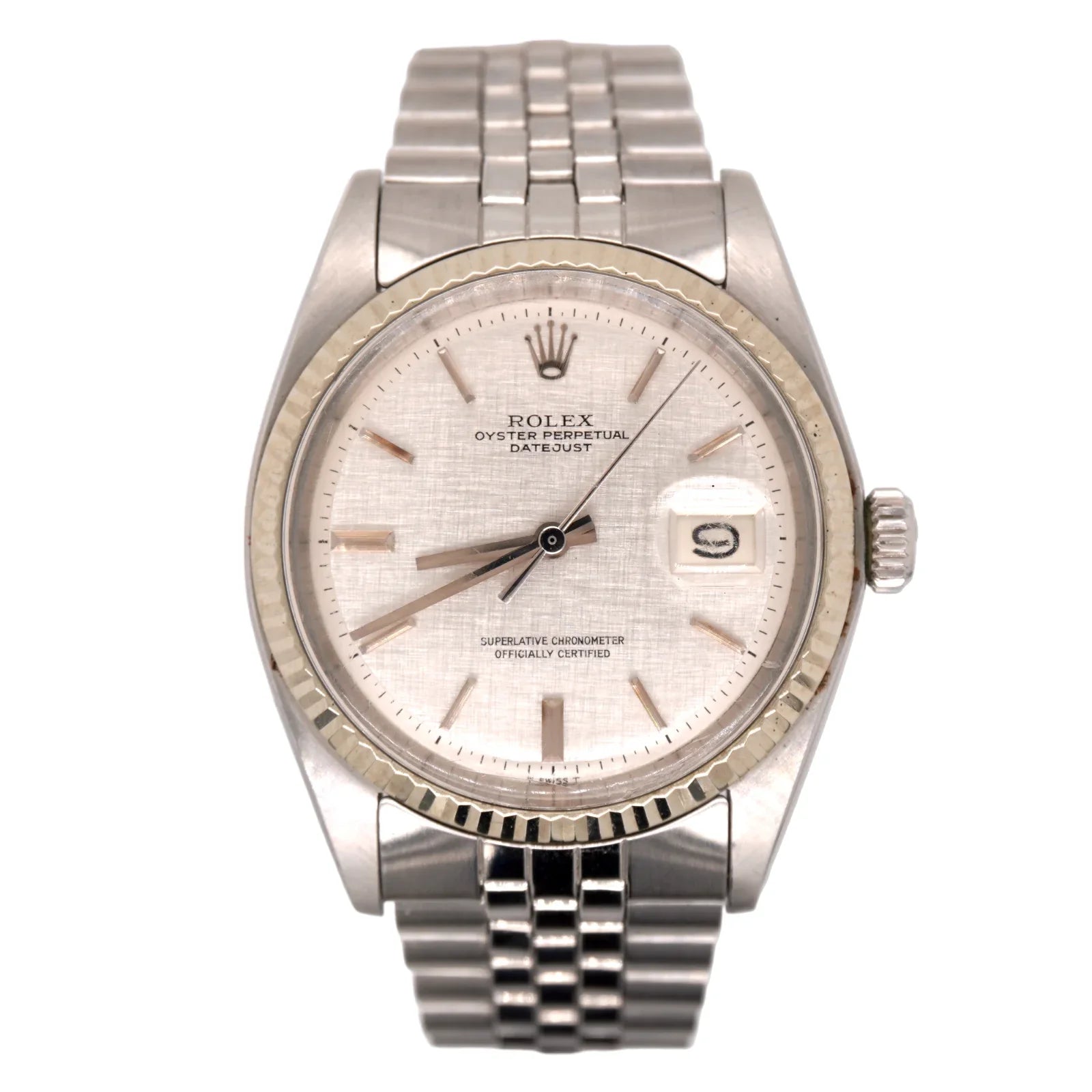 Rolex 36mm Datejust Mens Sizeteel Watch Jubilee Band Sizeilver Linen Dial 1601