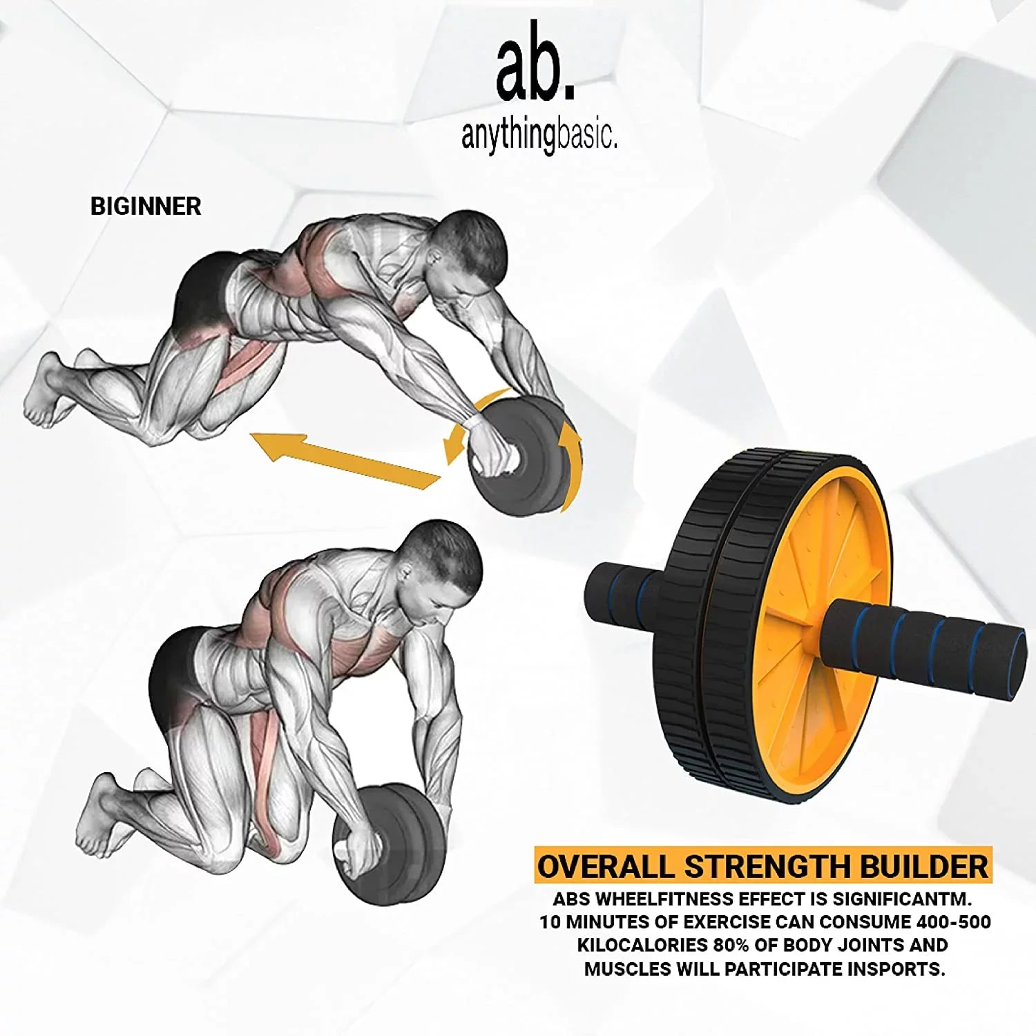 anythingbasic. PVC 12 Kg Home Gym Sizeet with One 3 Ft Curl and One Pair Dumbbell Rods with Gym Accessories and AB Roller