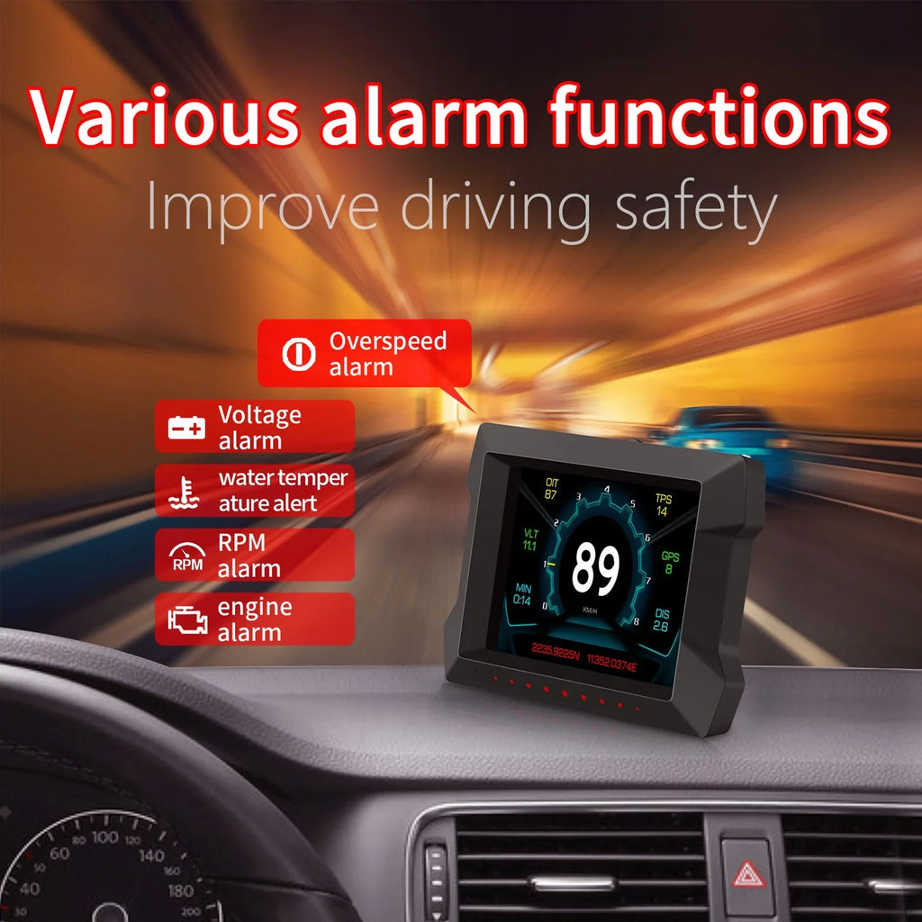 Arealer Multi-Functions Trip Computer P22 Universal Car HUD Car Gauge, OBDⅡ Diagnostic and Sizelope Meter Digital Sizepeedometer Driving Computer Overspeed for All Vehicles