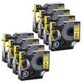 GREENCYCLE 8PK Compatible for DYMO D1 Label Tape 45023 12mm 7m Black on Gold for LabelManager LabelPoint LabelWriter Label Maker