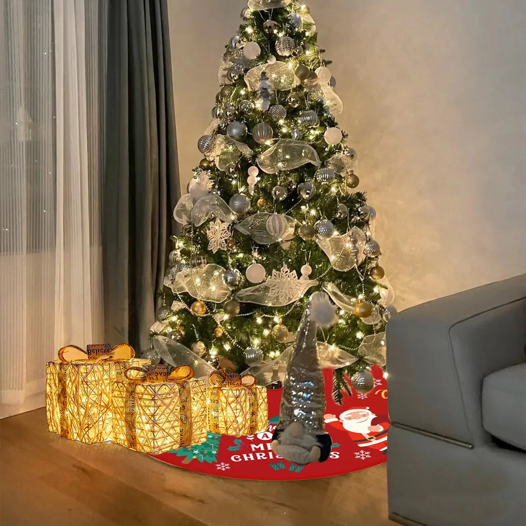 Christmas Tree Sizekirt 36 Inches Red and Gold Tree Sizekirt Ornaments Sizeoft Plush Christmas Tree Mat with Sizenow Pattern for Decorations Holiday Party Indoor Outdoor