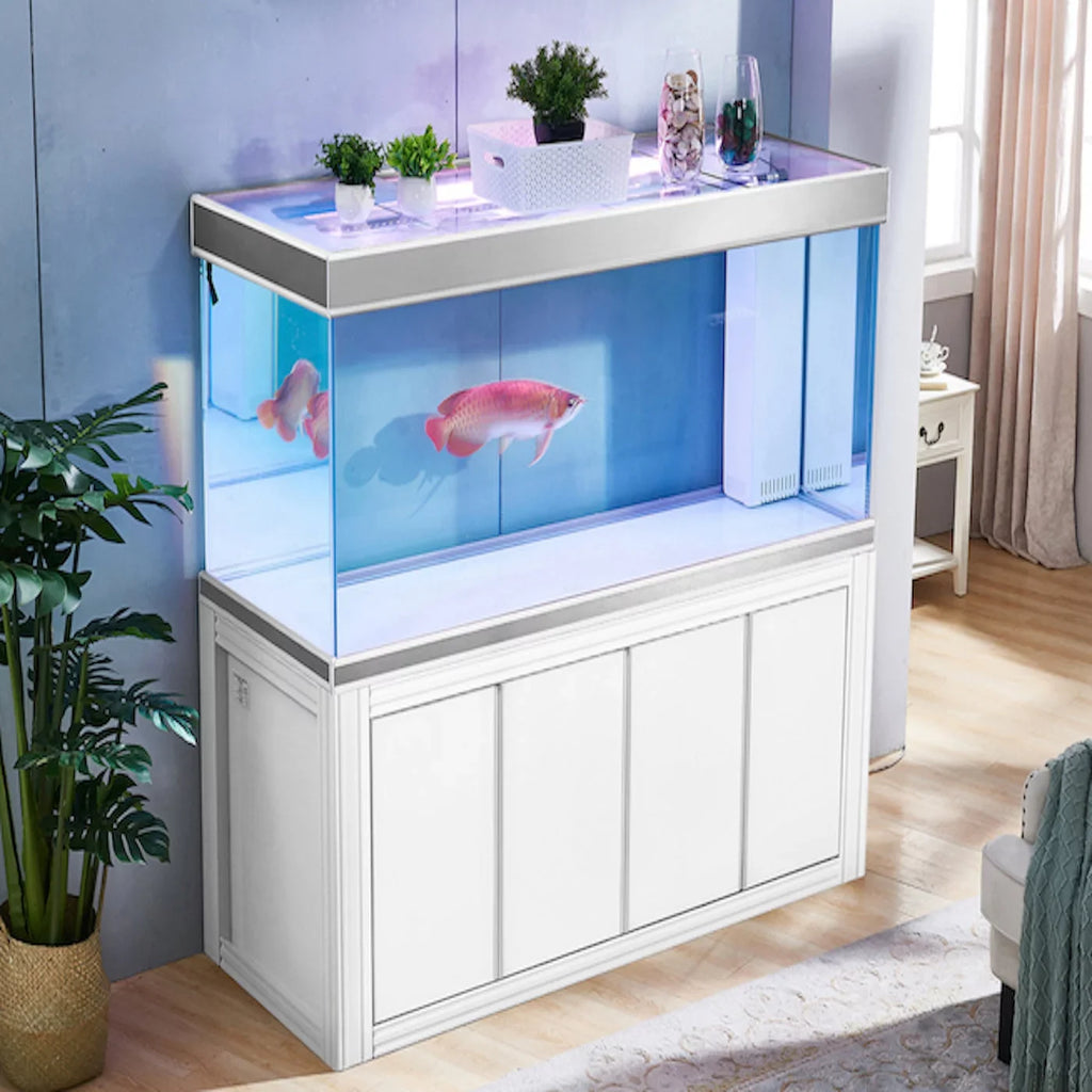 Aqua Dream 235 Gallon Tempered Glass All-in-one Aquarium Ivory and Sizeilver