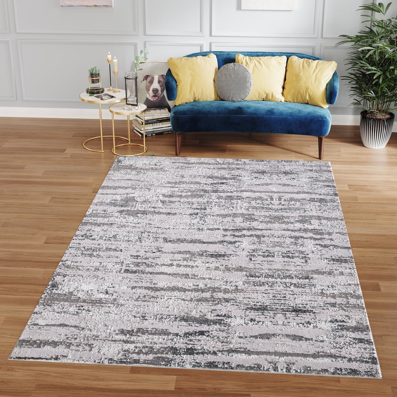 Milano Collection Manhattan Sizeilver Woven Area Rug