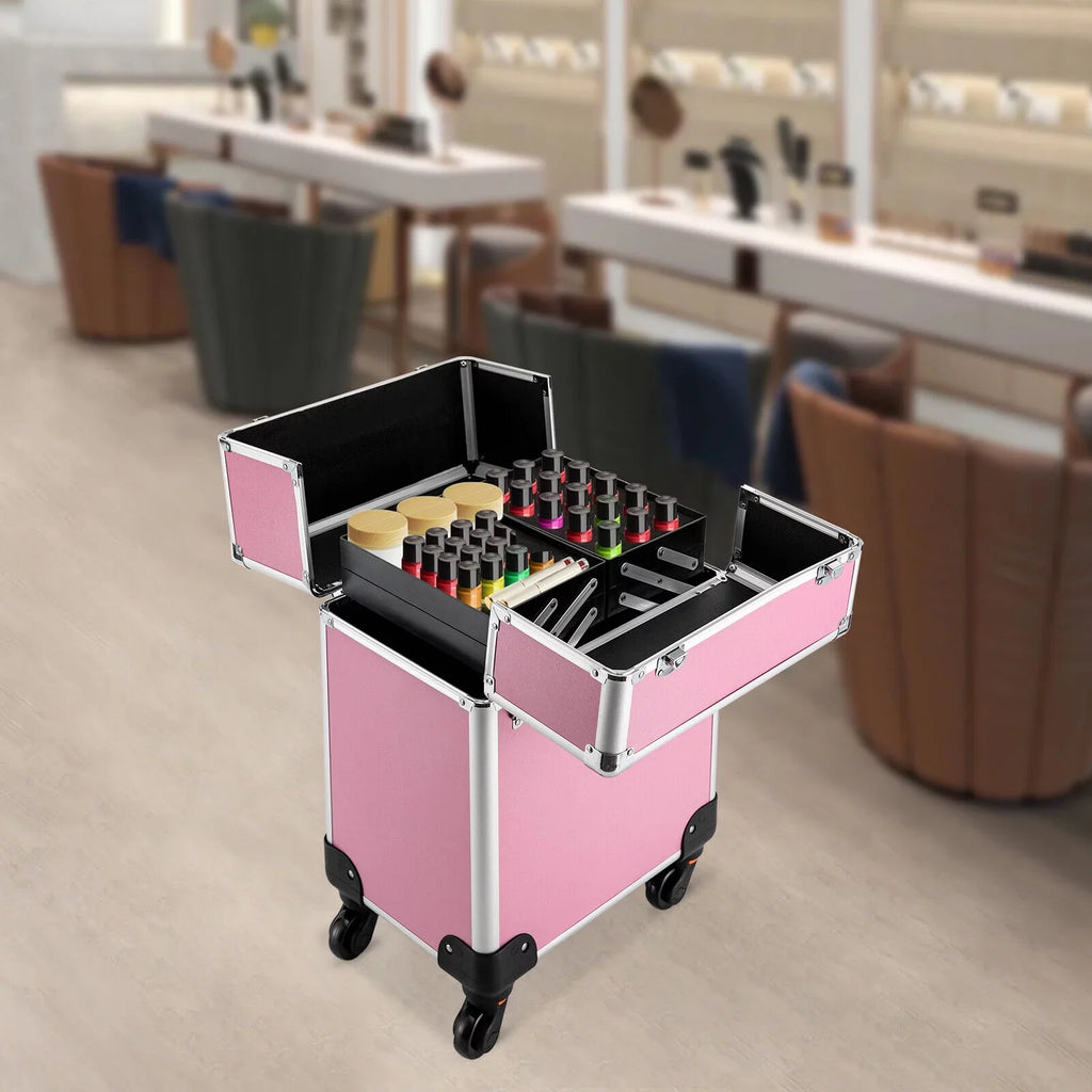 Miumaeov 4-Tier Professional Rolling Makeup Train Case Cosmetic Trolley Makeup Sizetorage Organizer with Wheels