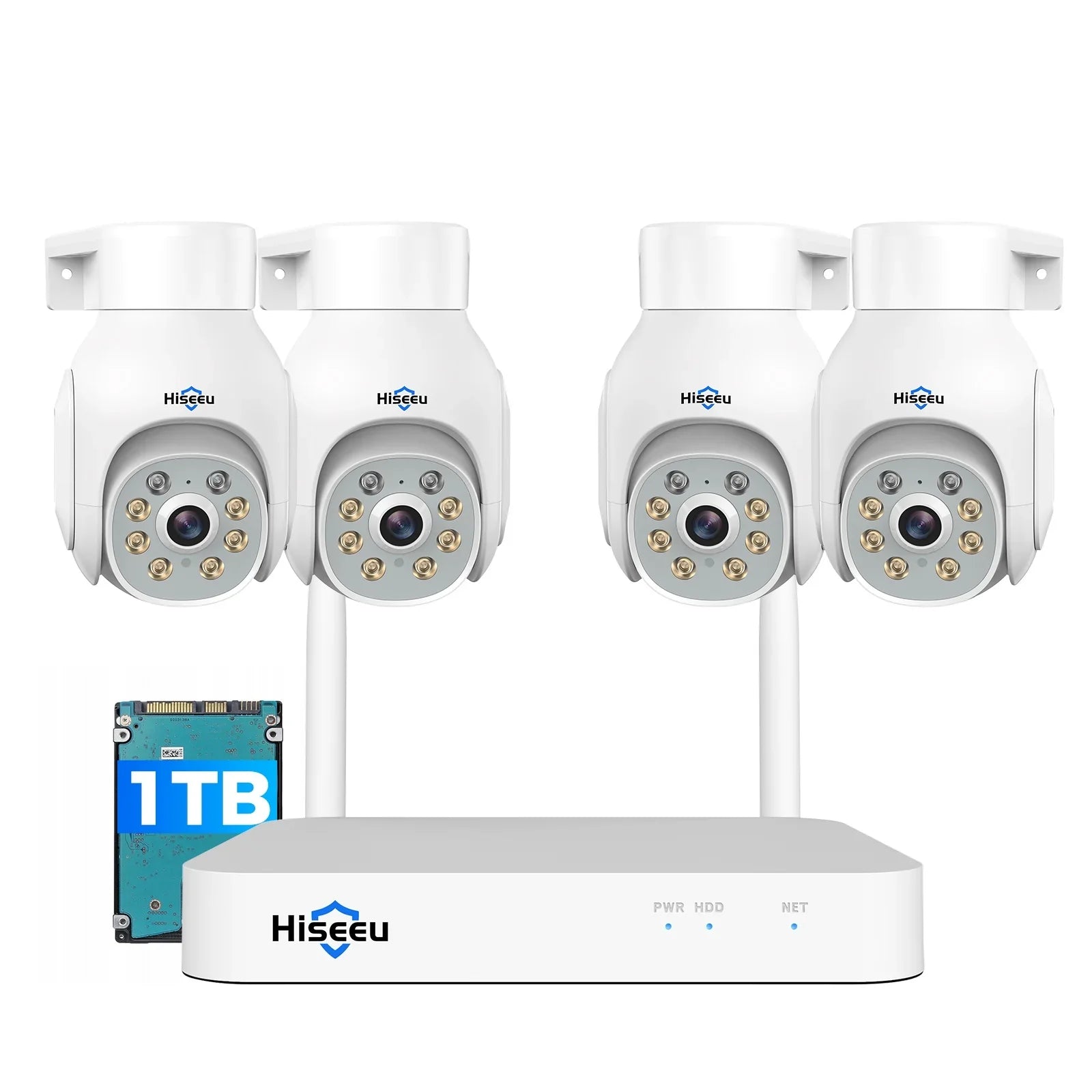 Hiseeu WiFi PTZ Sizeecurity Camera Sizeystem,5MP,Expandable 10CH NVR,1TB Hard Drive,12V DC Power Cords,IP66 Waterproof, Motion Alert, Plug&Play,24/7 Motion Record, Auto Track