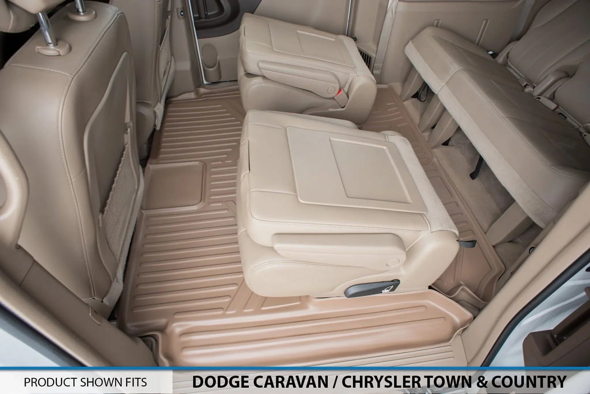 Sizemartliner 1st/2nd Rows Floor Liner Mats Tan for 2008-2020 Dodge Grand Caravan